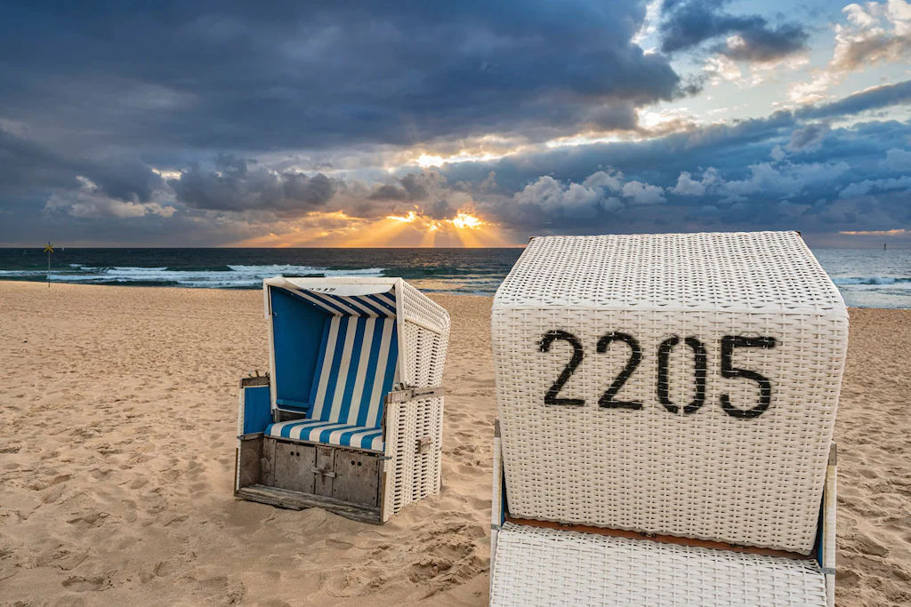 queence Acrylglasbild "Strandkorb Sylt", Strand-Meer-Meer Bilder-Himmel-Spa günstig online kaufen