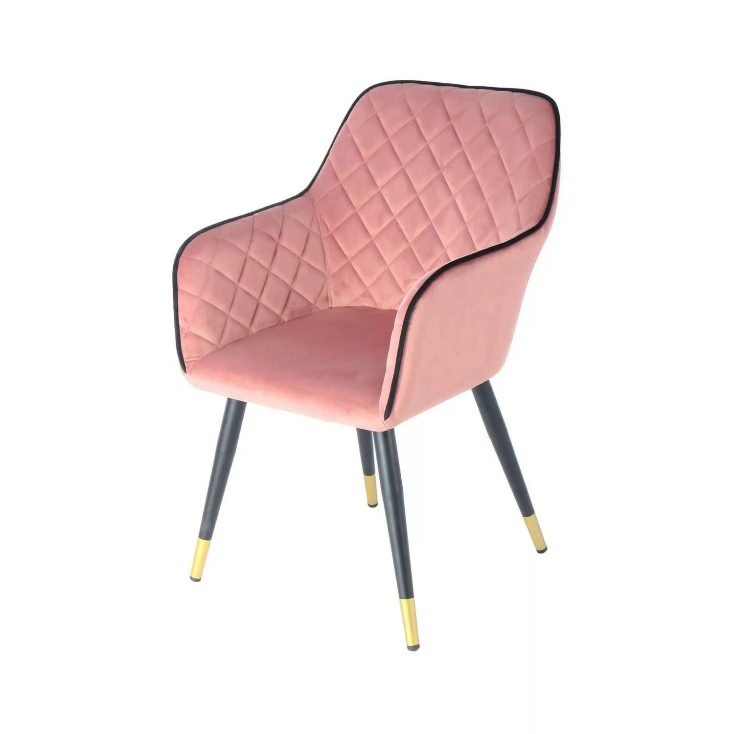 MeGusta Moderner Stuhl Rosa Polsterstuhl Esszimmerstuhl mit Armlehne Marlen günstig online kaufen