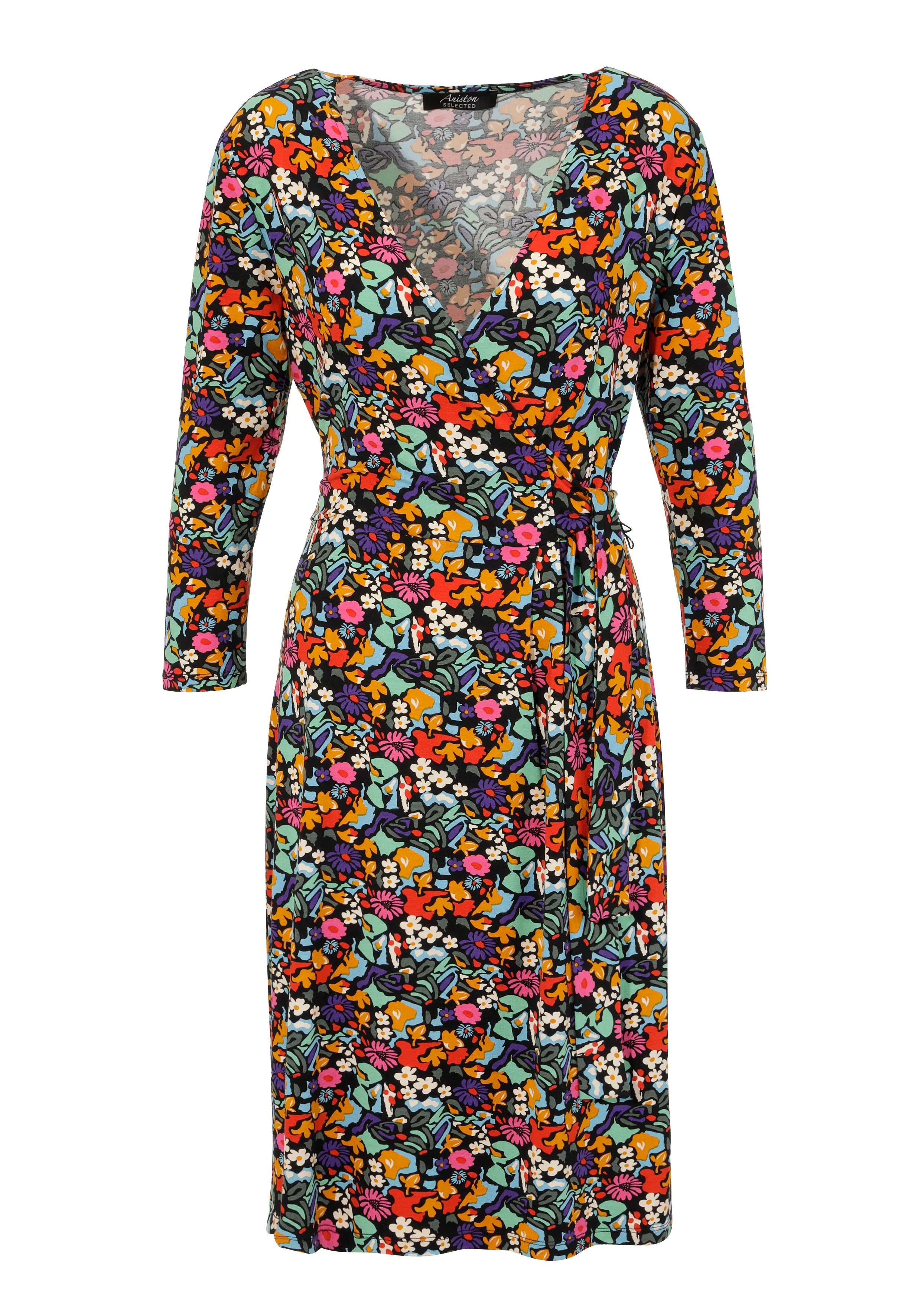 Aniston SELECTED Jerseykleid, mit fröhlichem Blumendruck und femininem Auss günstig online kaufen