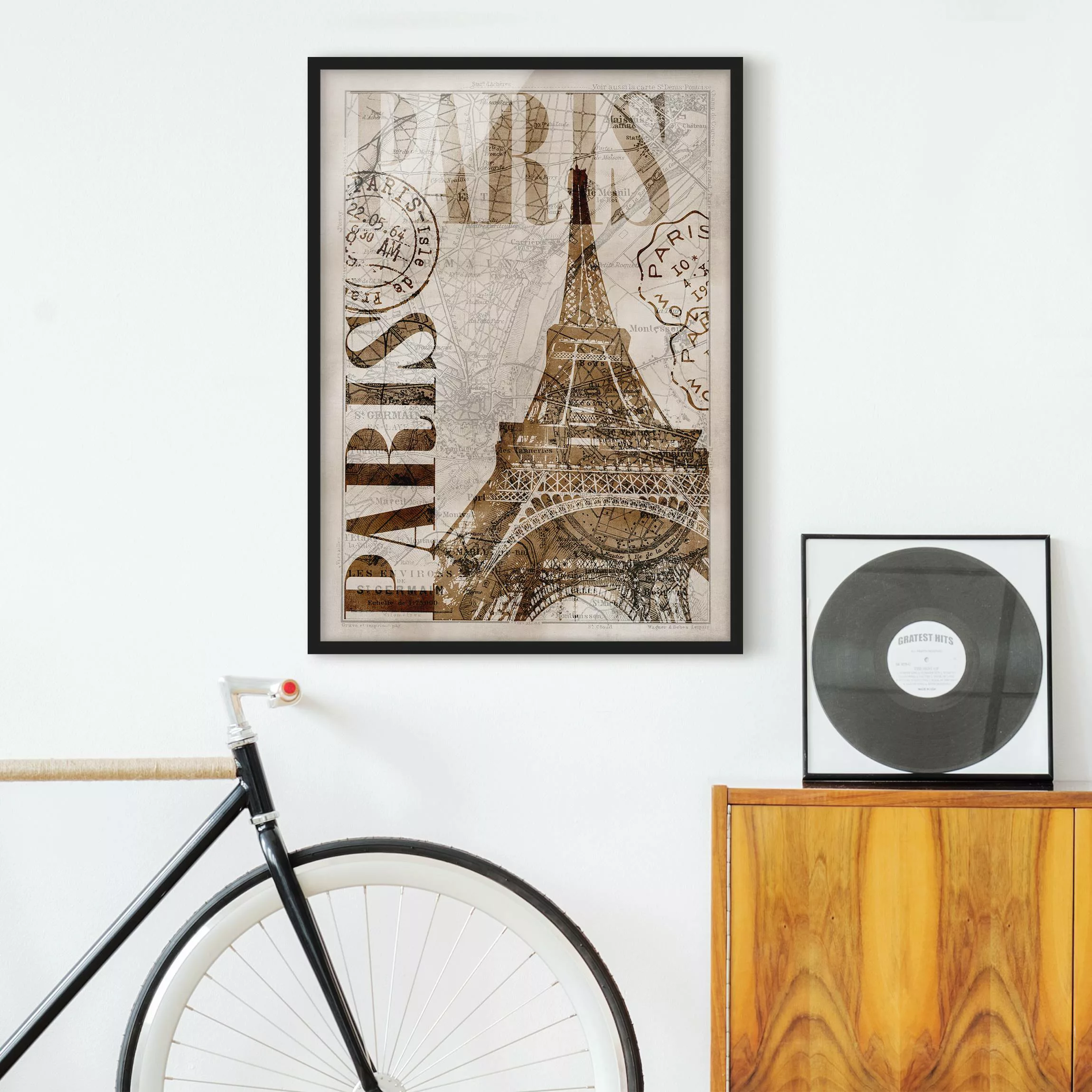 Bild mit Rahmen Architektur & Skyline - Hochformat Shabby Chic Collage - Pa günstig online kaufen