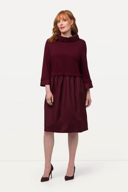 Ulla Popken Jerseykleid Kleid Lagenlook A-Linie Stehkragen 3/4-Arm günstig online kaufen