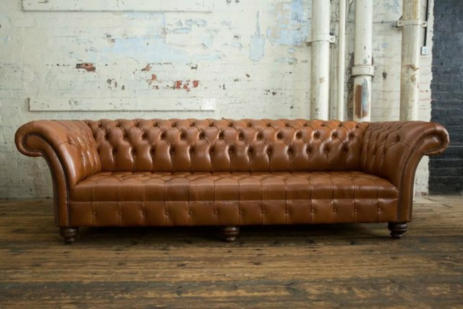 JVmoebel 4-Sitzer Braune Chesterfield Leder 4 Sitzer xxl Big Sofa 100% Lede günstig online kaufen