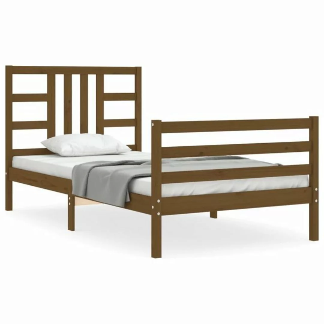 furnicato Bett Massivholzbett mit Kopfteil Honigbraun 90x200 cm günstig online kaufen