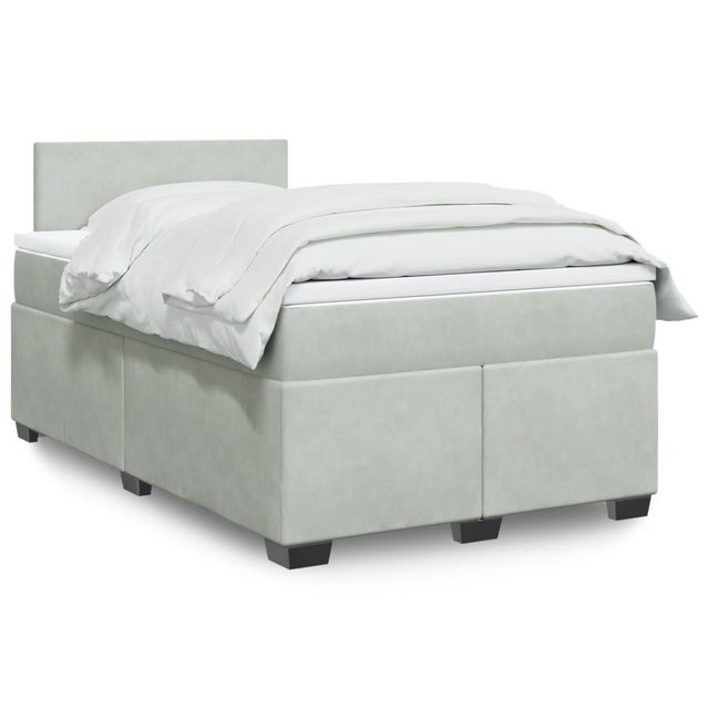 vidaXL Boxspringbett, Boxspringbett mit Matratze Hellgrau 120x190 cm Samt günstig online kaufen