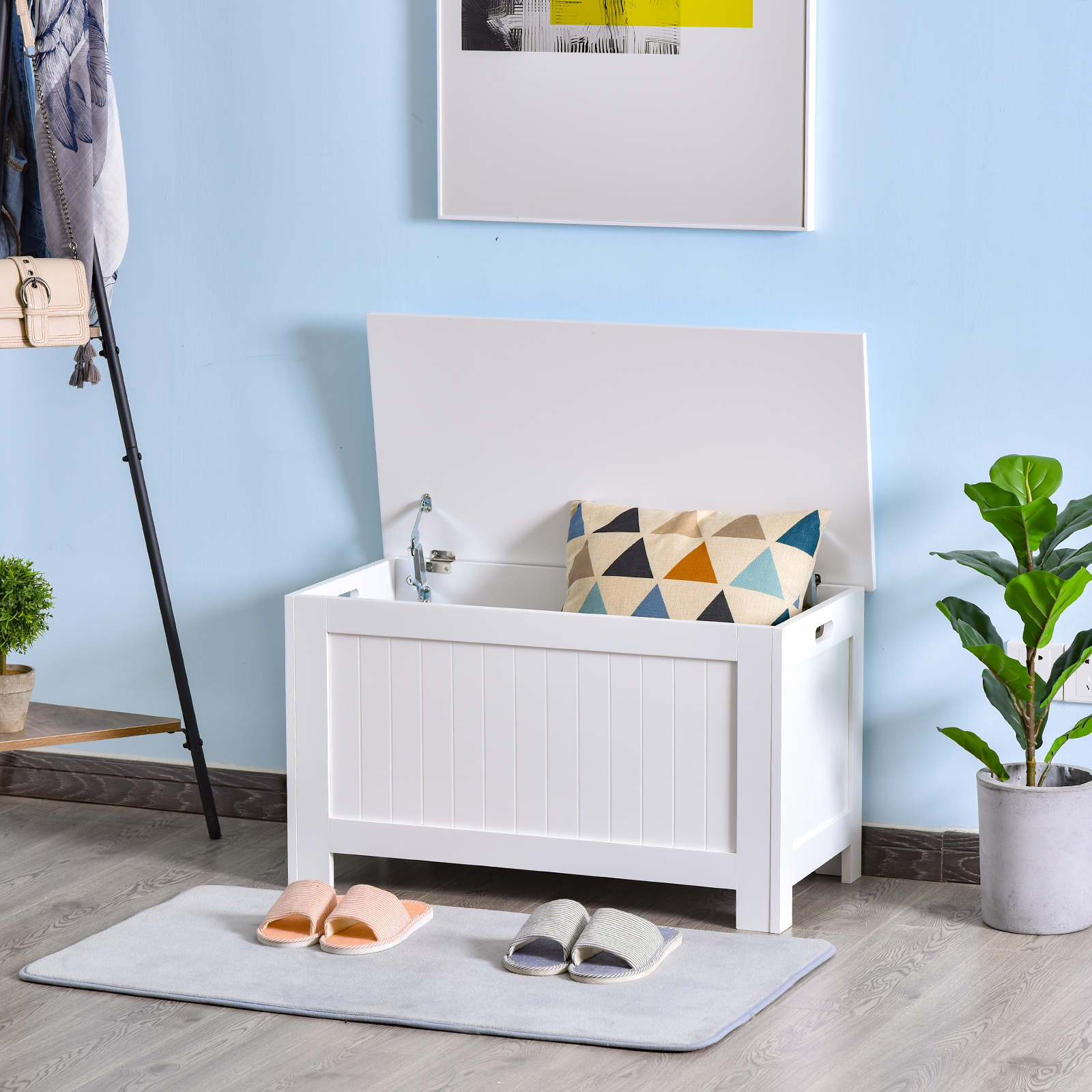 HOMCOM Truhe, Aufbewahrungsbox, Auflagenbox mit Griff, Gerätetruhe mit Deck günstig online kaufen