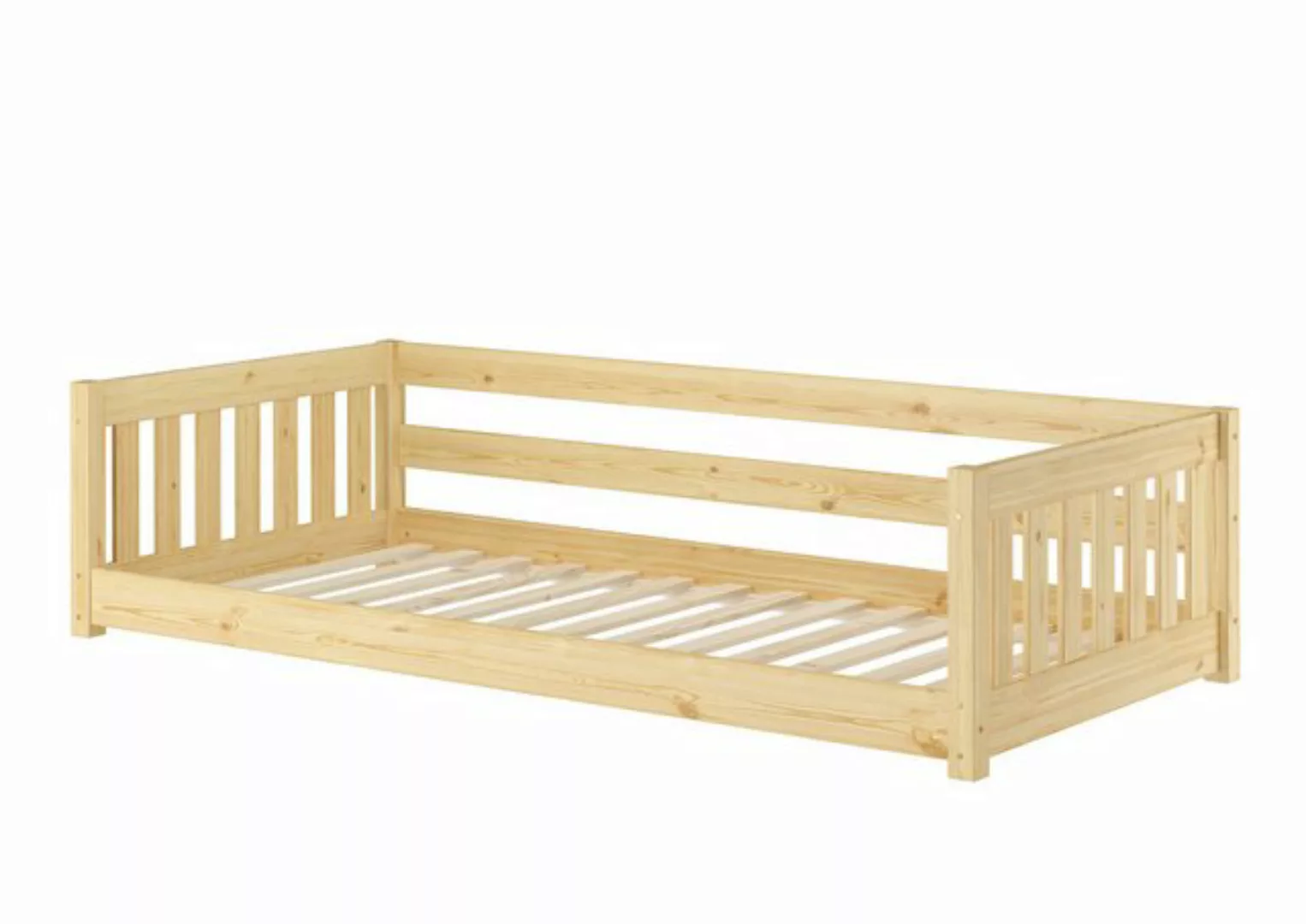 ERST-HOLZ Bett Niederflurbett für Kinder mit Sicherung 90 x 200 Kiefer Mass günstig online kaufen