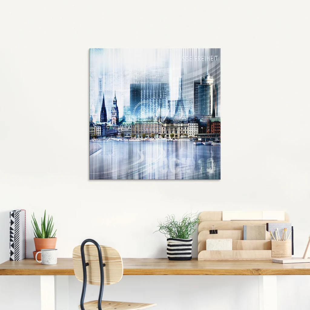 Artland Glasbild »Hamburg Abstrakte Collage«, Deutschland, (1 St.), in vers günstig online kaufen