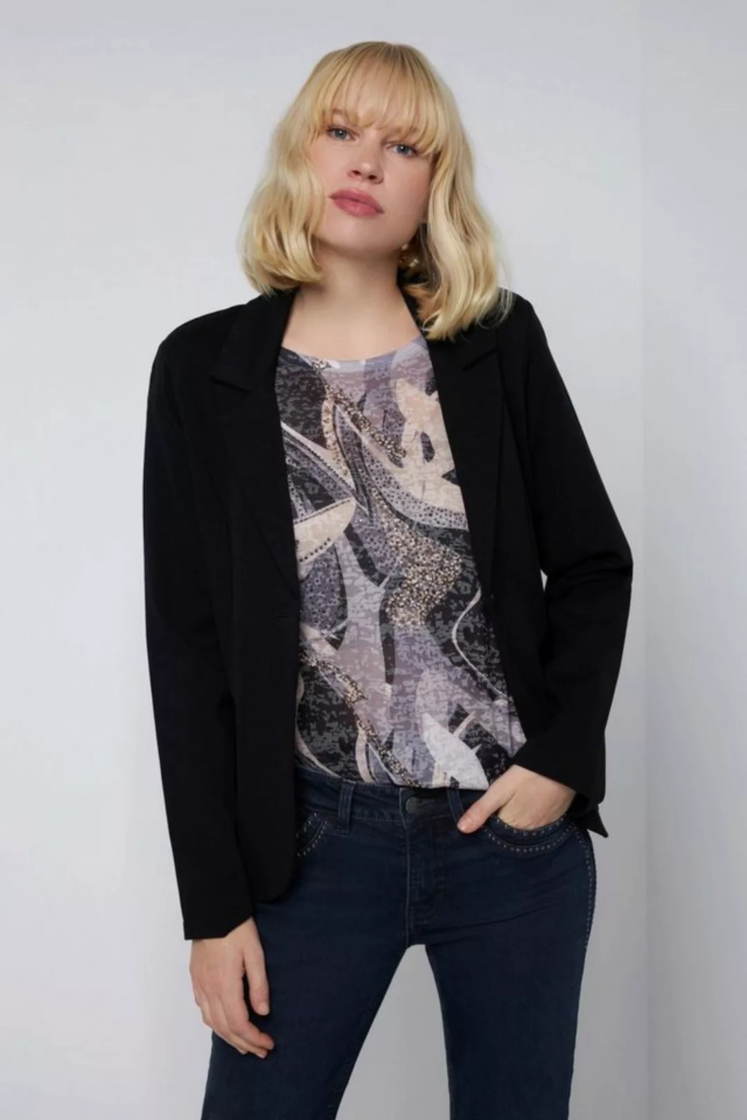 Gina Laura Blusenblazer Blazer Edel-Jersey Revers Langarm günstig online kaufen