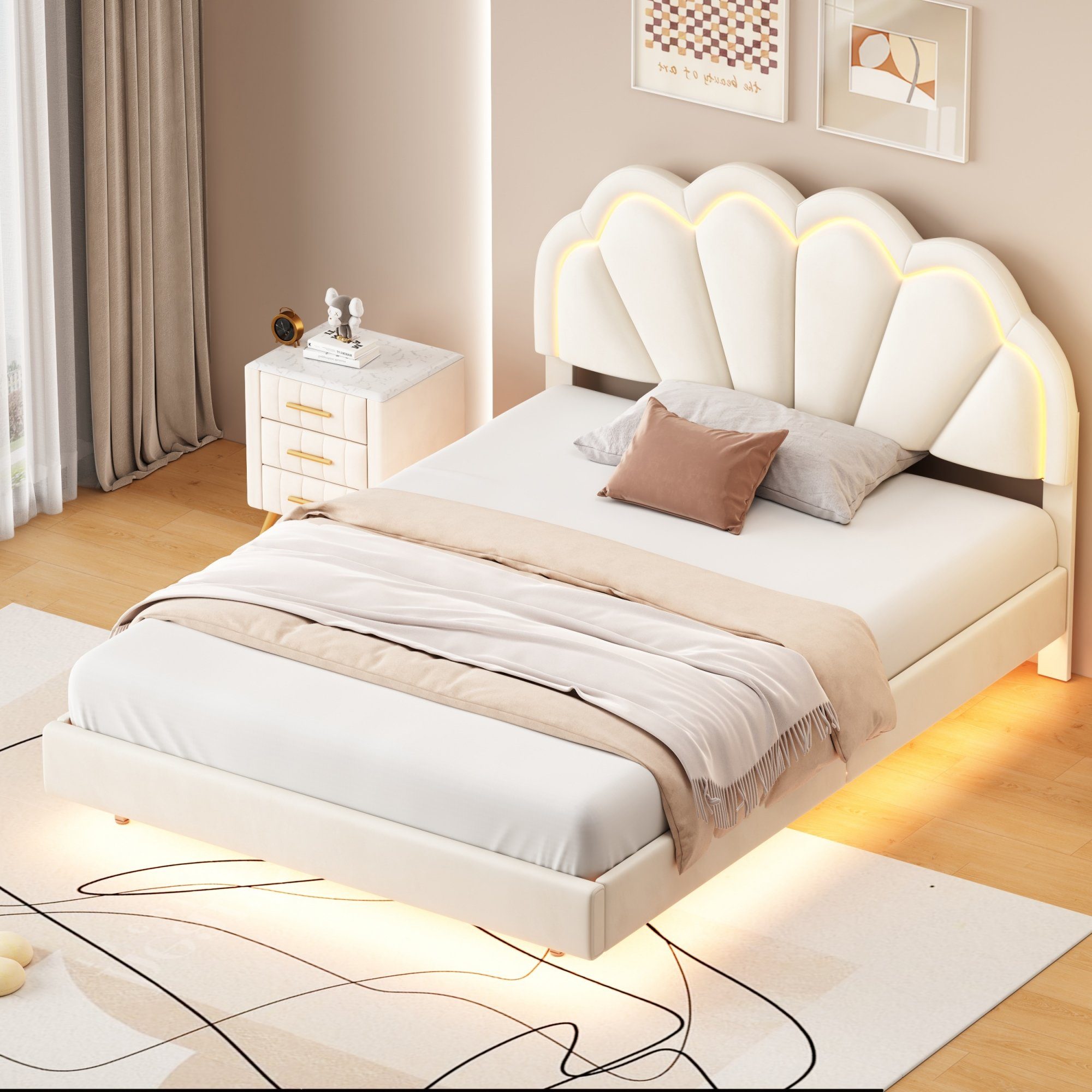 HAUSS SPOLE Polsterbett 140x200 Schwebebett Rahmen günstig online kaufen
