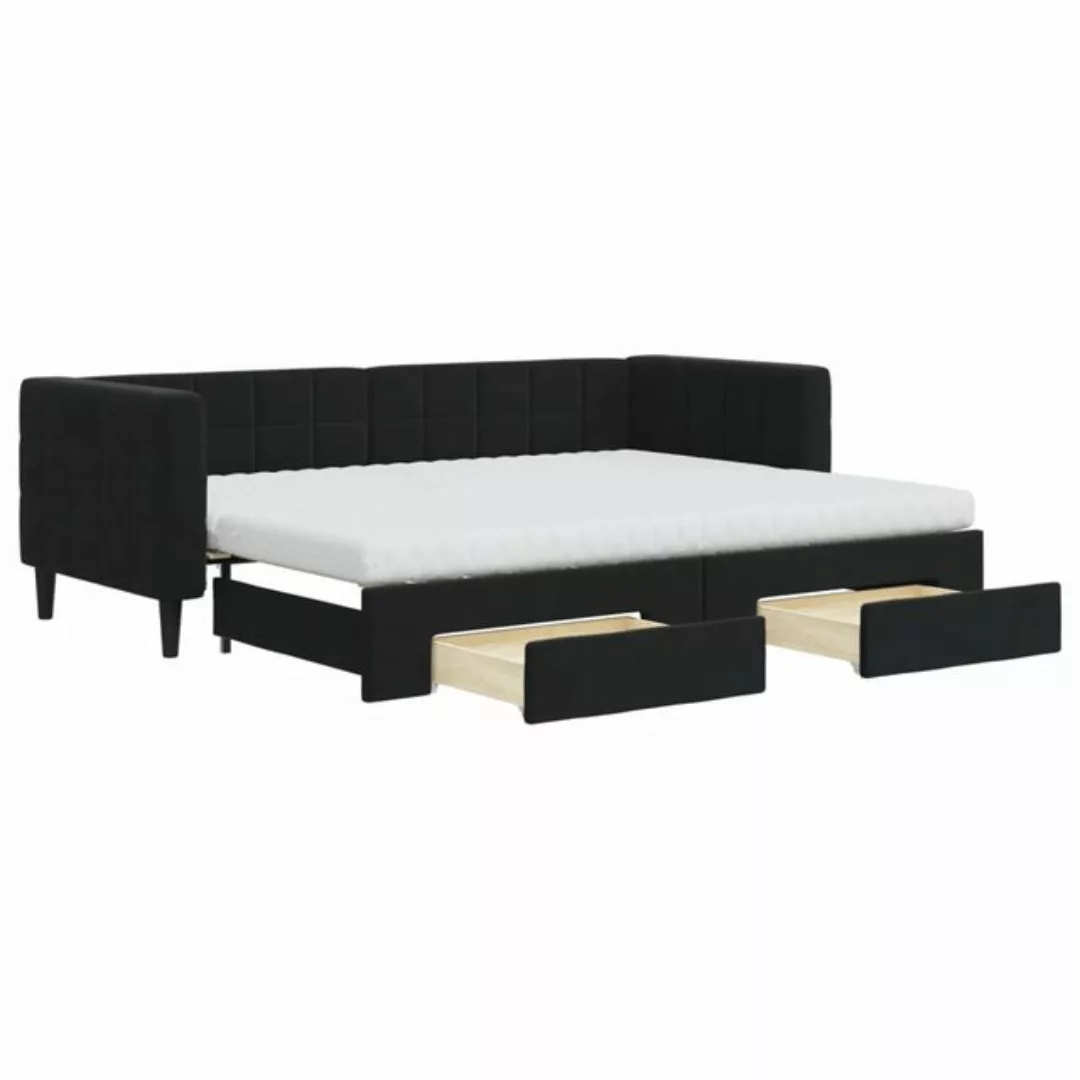 vidaXL Gästebett Gästebett Tagesbett Ausziehbar mit Schubladen Schwarz 80x2 günstig online kaufen