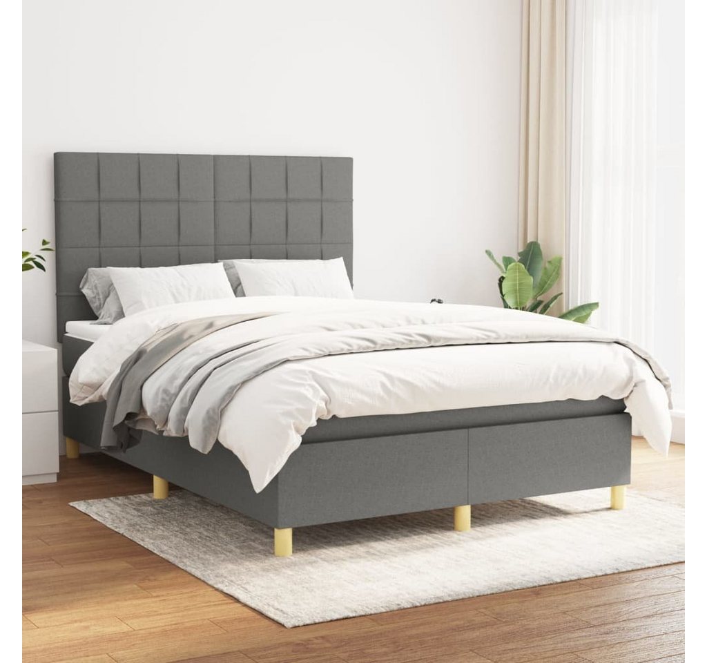 furnicato Bett Boxspringbett mit Matratze Dunkelgrau 140x200 cm Stoff günstig online kaufen