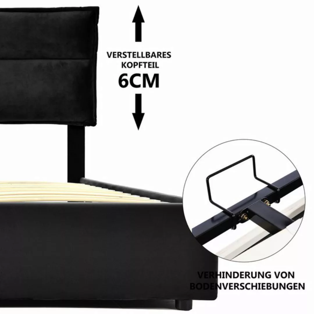 MODFU Polsterbett Hydraulisch Doppelbet (Stauraumbett 140x200cm Inklusive M günstig online kaufen