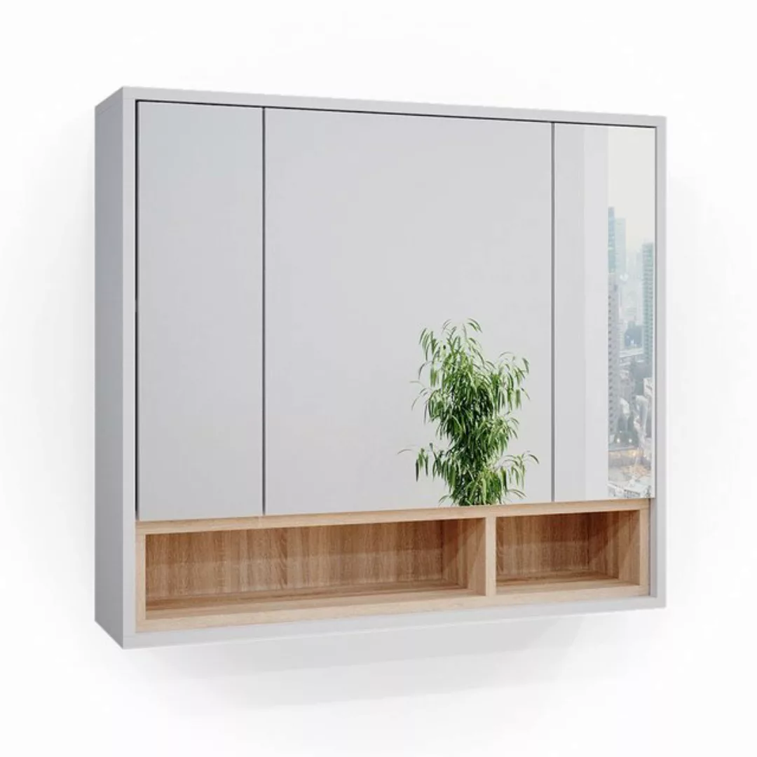 Vicco Badezimmerspiegelschrank Beatrice, Weiß/Sonoma, 80 x 72 cm günstig online kaufen