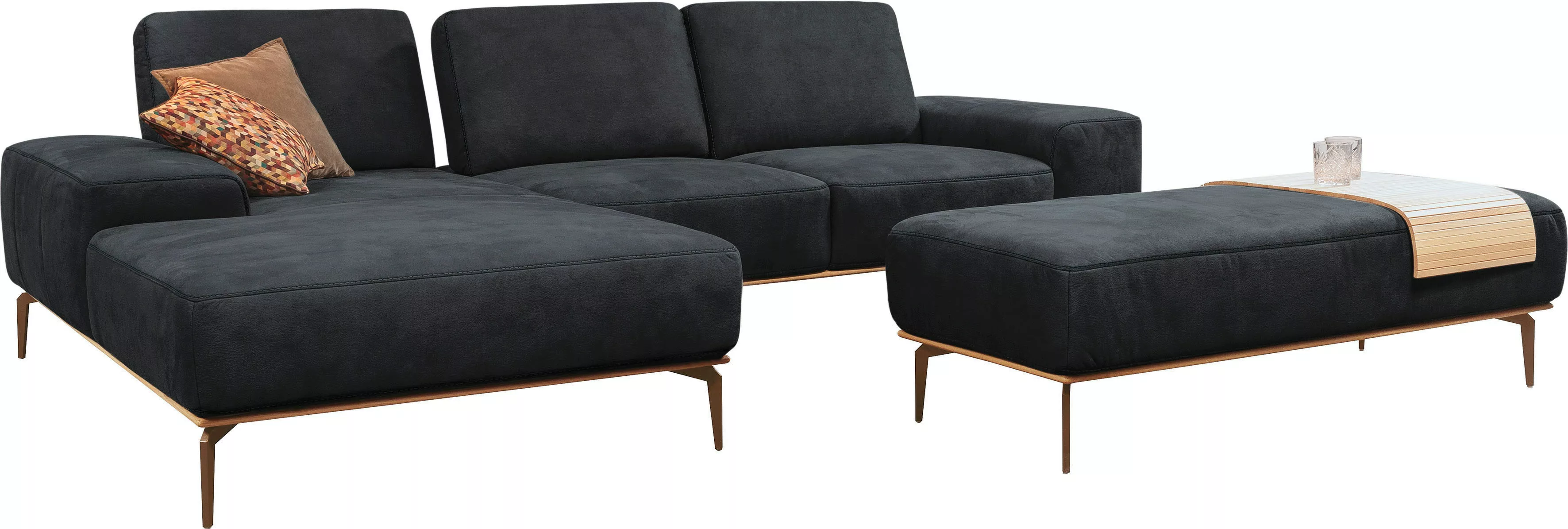 W.SCHILLIG Ecksofa run, mit Holzsockel, Füße in Bronze pulverbeschichtet, B günstig online kaufen