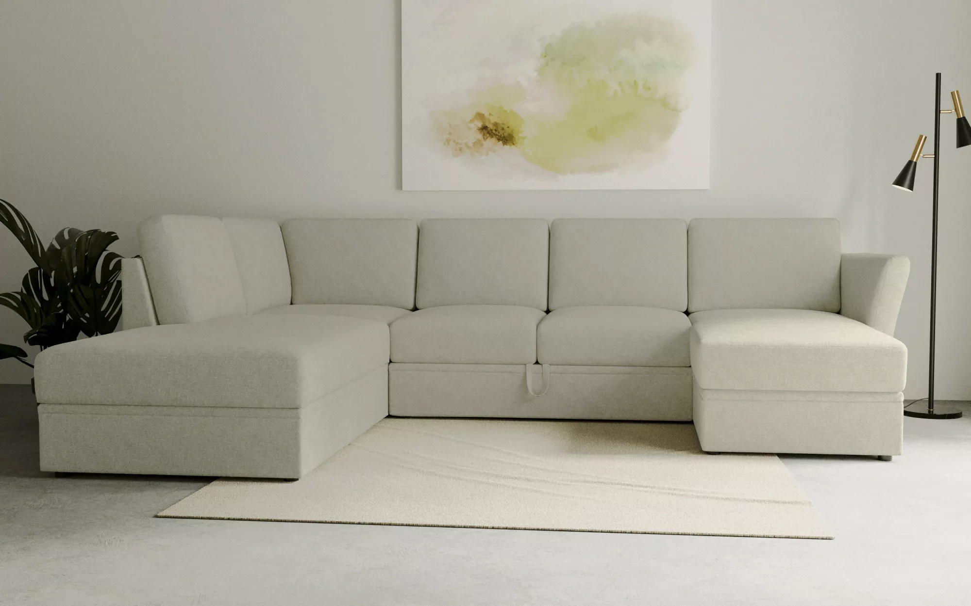 Home affaire Wohnlandschaft Lavars Schlafsofa, mit Bettfunktion und Staurau günstig online kaufen