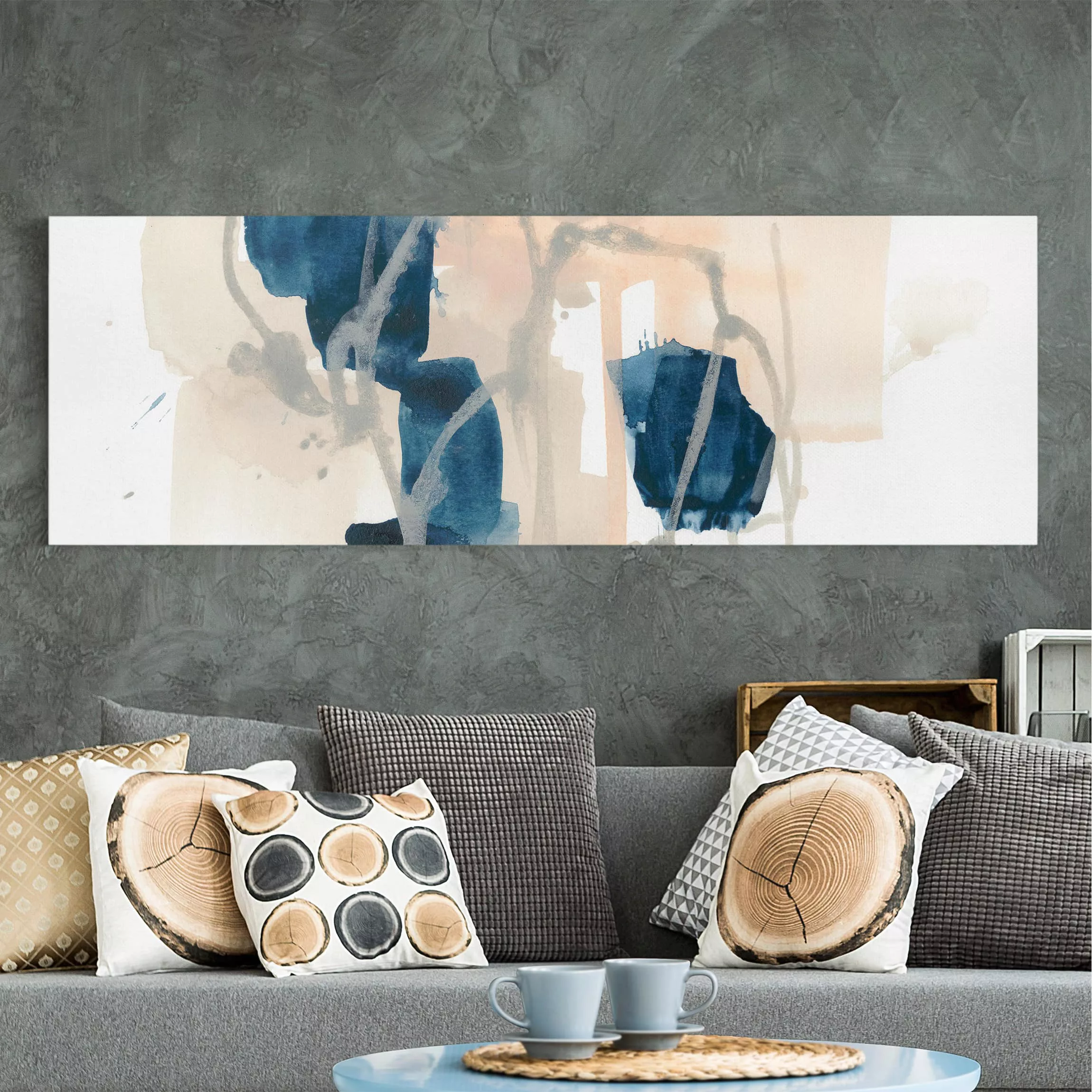 Leinwandbild Abstrakt - Panorama Azurit I günstig online kaufen