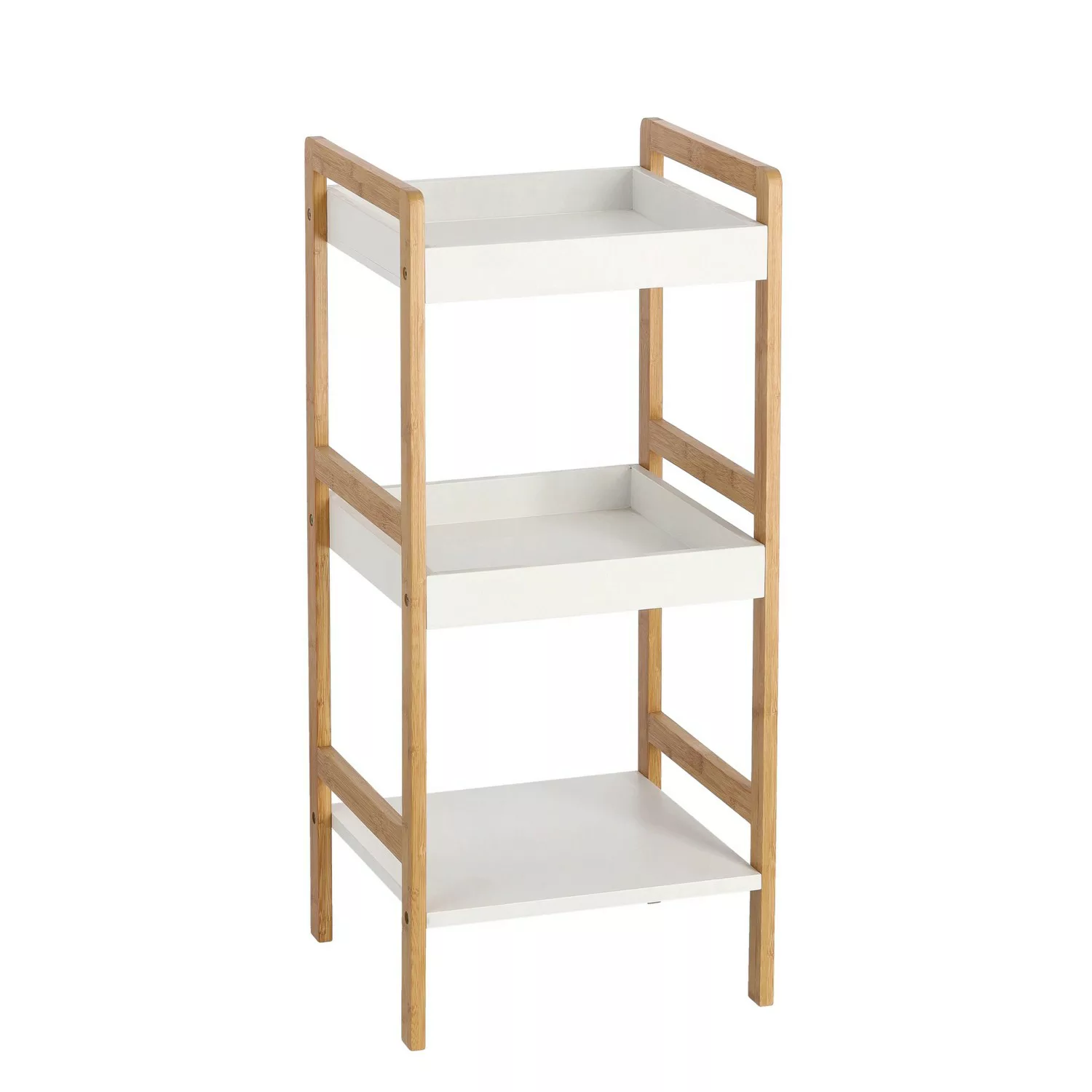 Zeller Standregal mit 3 Ablagen Bambus/MDF 80 cm x 36 cm x 33 cm Weiß günstig online kaufen