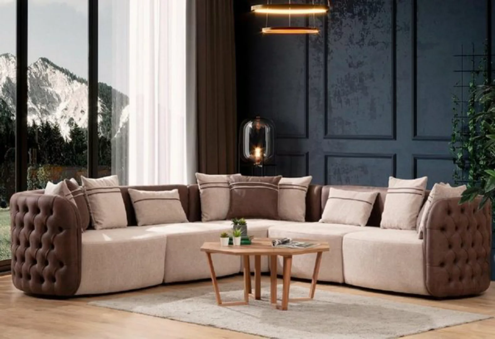 JVmoebel Ecksofa Beige Ecksofa Möbel Wohnlandschaft Luxus Modern L-form Pol günstig online kaufen