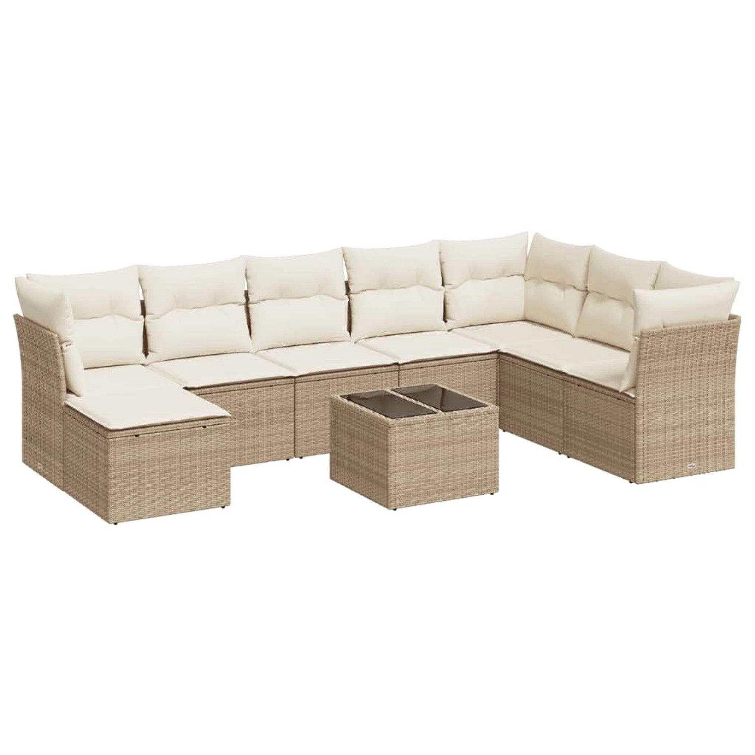 vidaXL 9-Tlg Garten-Sofagarnitur mit Kissen Beige Poly Rattan 3218058 günstig online kaufen