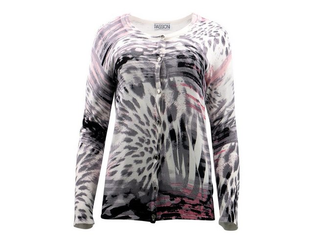 Passioni 2-in-1-Strickjacke Twinset mit abstraktem Allover-Animal-Print günstig online kaufen