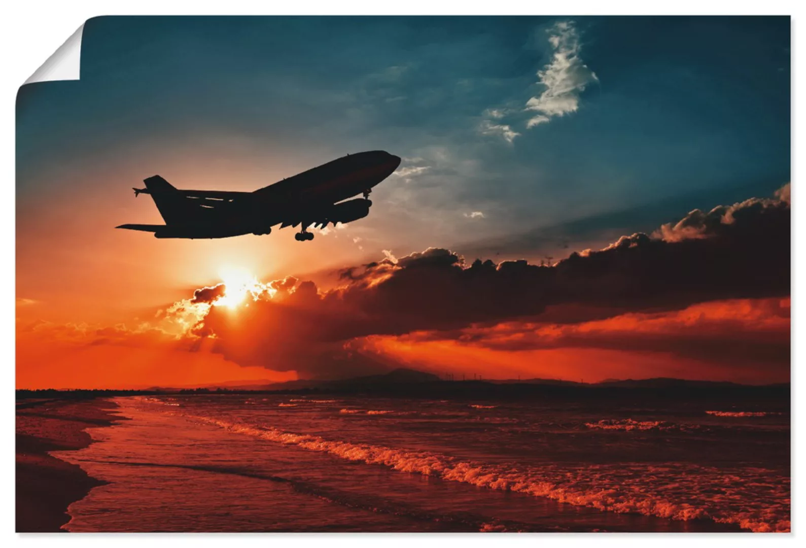 Artland Poster "Startendes Linienflugzeug am Abendhimmel", Flugzeuge & Heli günstig online kaufen