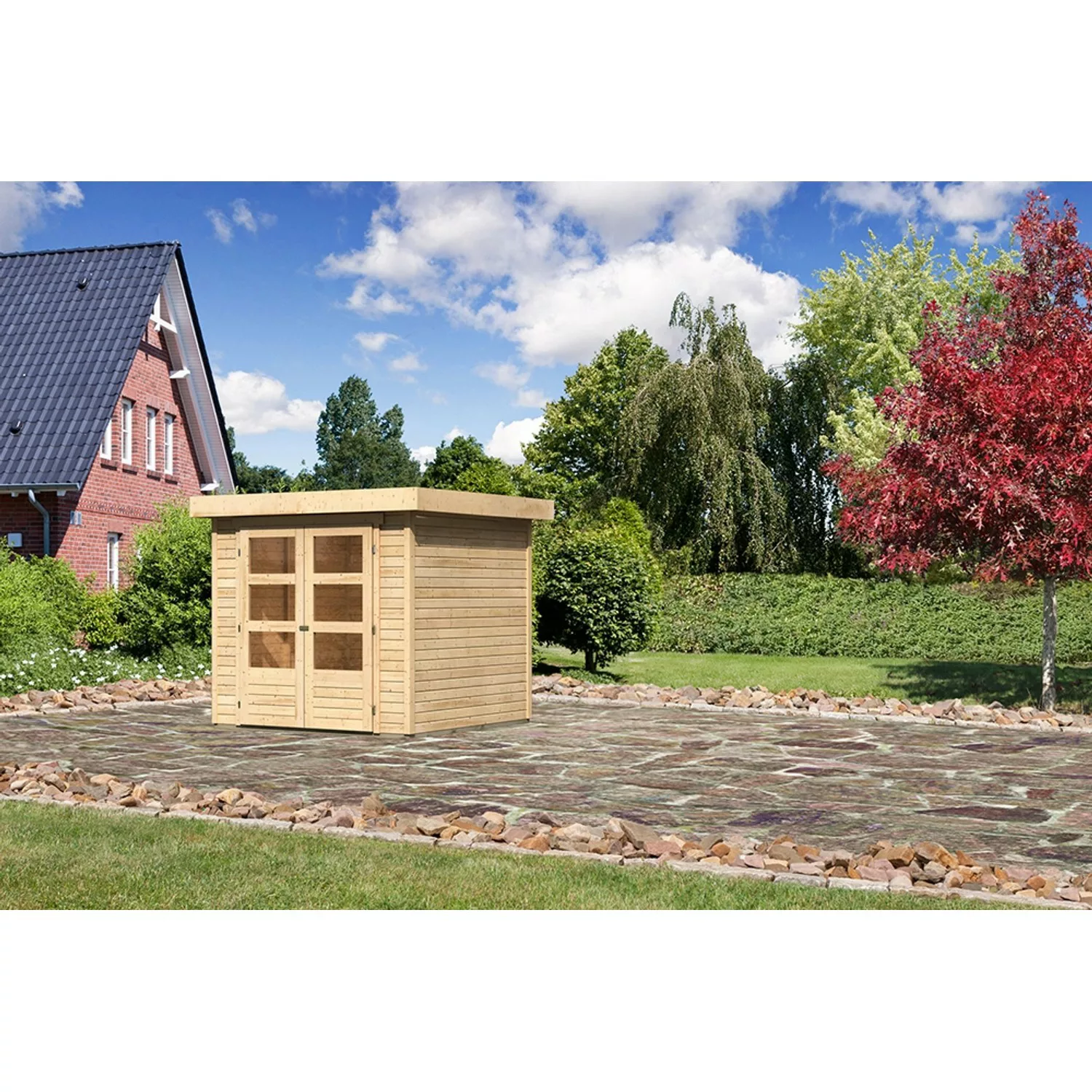 Karibu Holz-Gartenhaus Raala Natur Pultdach Unbehandelt 209 cm x 213 cm günstig online kaufen