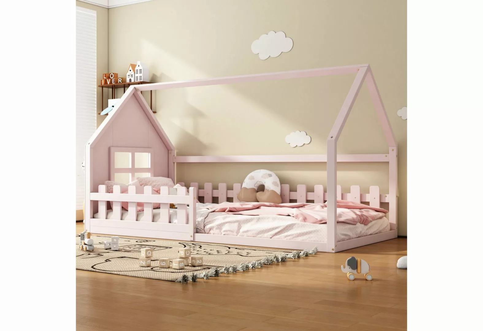 TavilaEcon Kinderbett Holzbett Hausbett Flachbett, 90*200cm günstig online kaufen