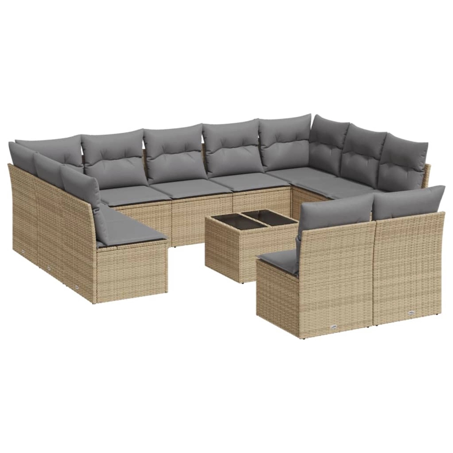 vidaXL 12-Tlg Garten-Sofagarnitur mit Kissen Beige Poly Rattan 3250198 günstig online kaufen