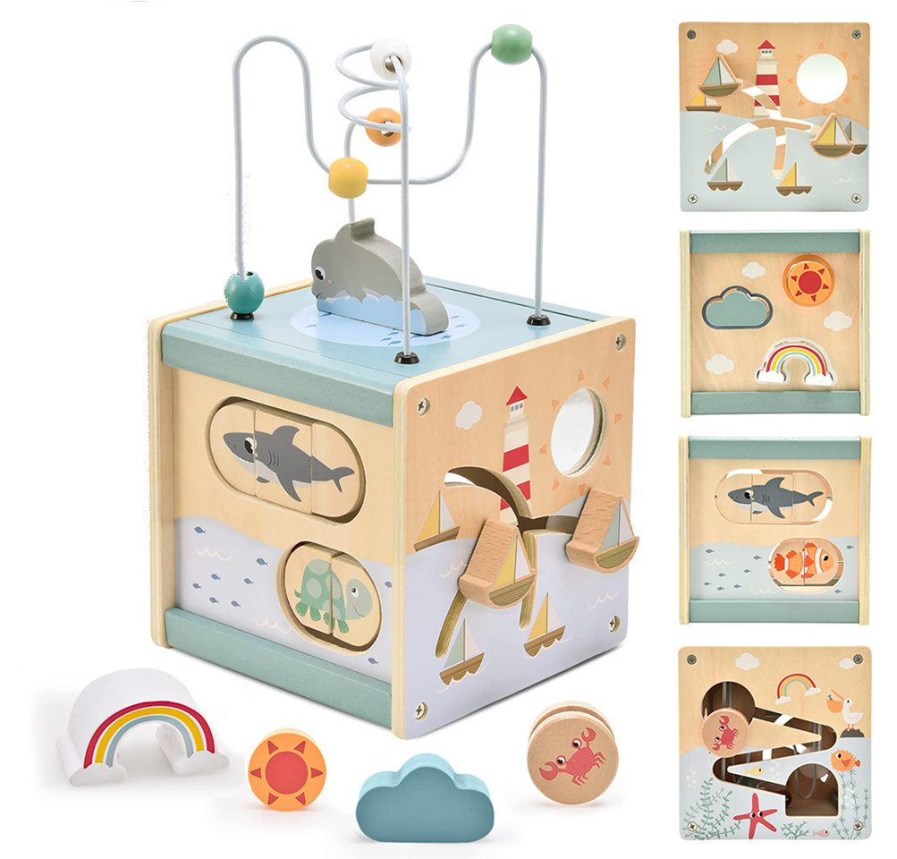 CLTYQ Motorikwürfel 6-in-1 Montessori-Spielzeug für Kinder günstig online kaufen