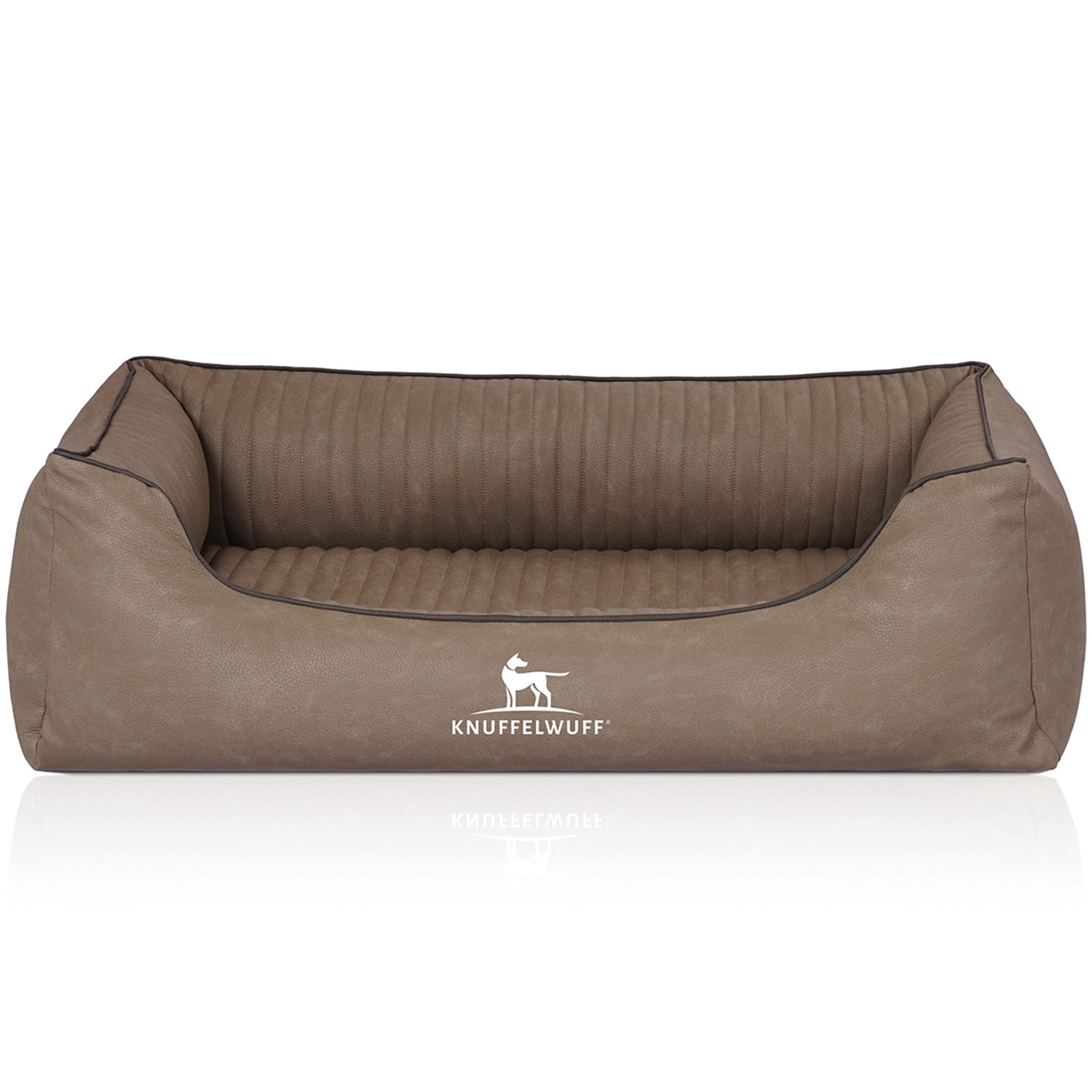 Knuffelwuff Hundebett Columbia Orthopädisch Kunstleder  M-L 85 x 63cm Stone günstig online kaufen