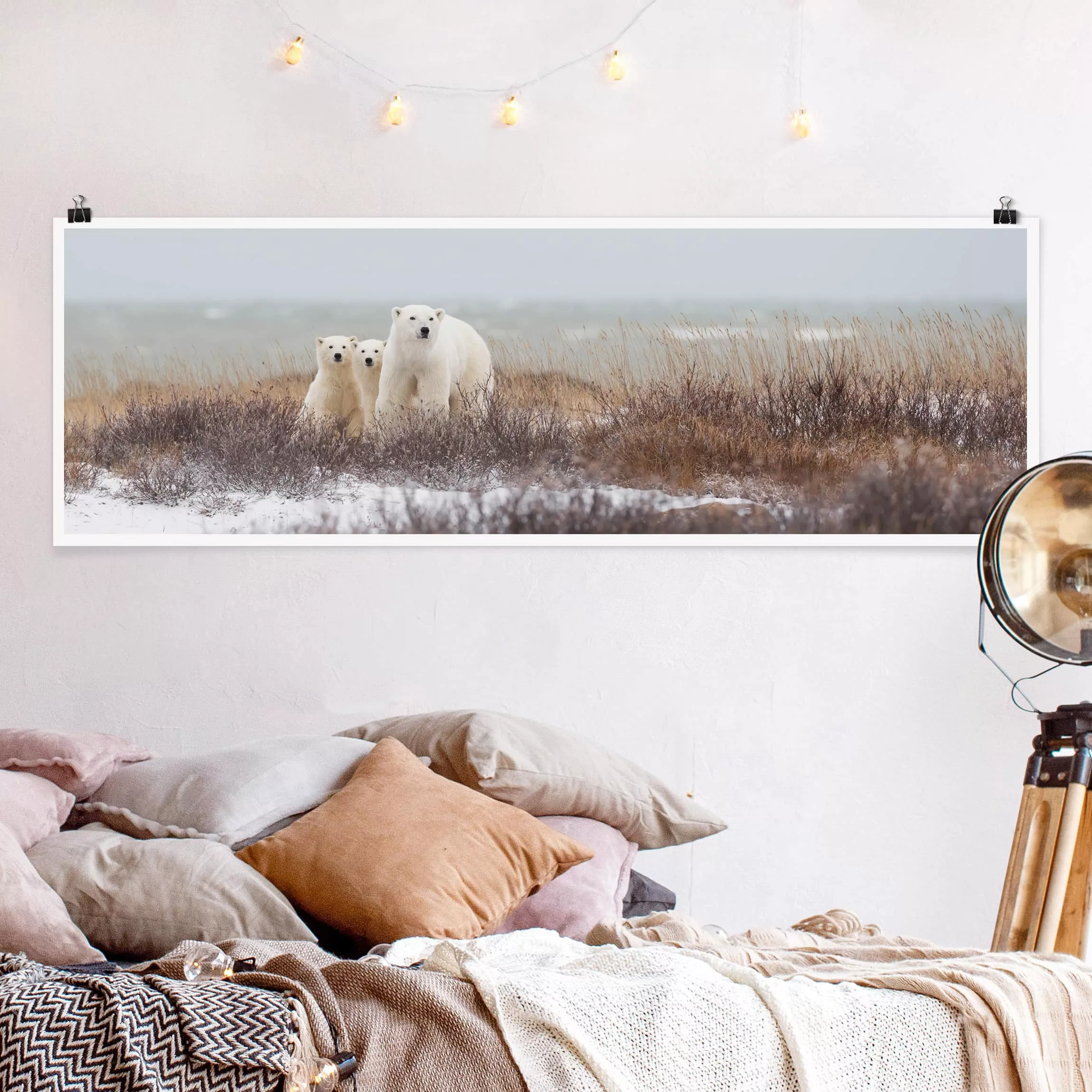 Panorama Poster Tiere Eisbärin und ihre Jungen günstig online kaufen