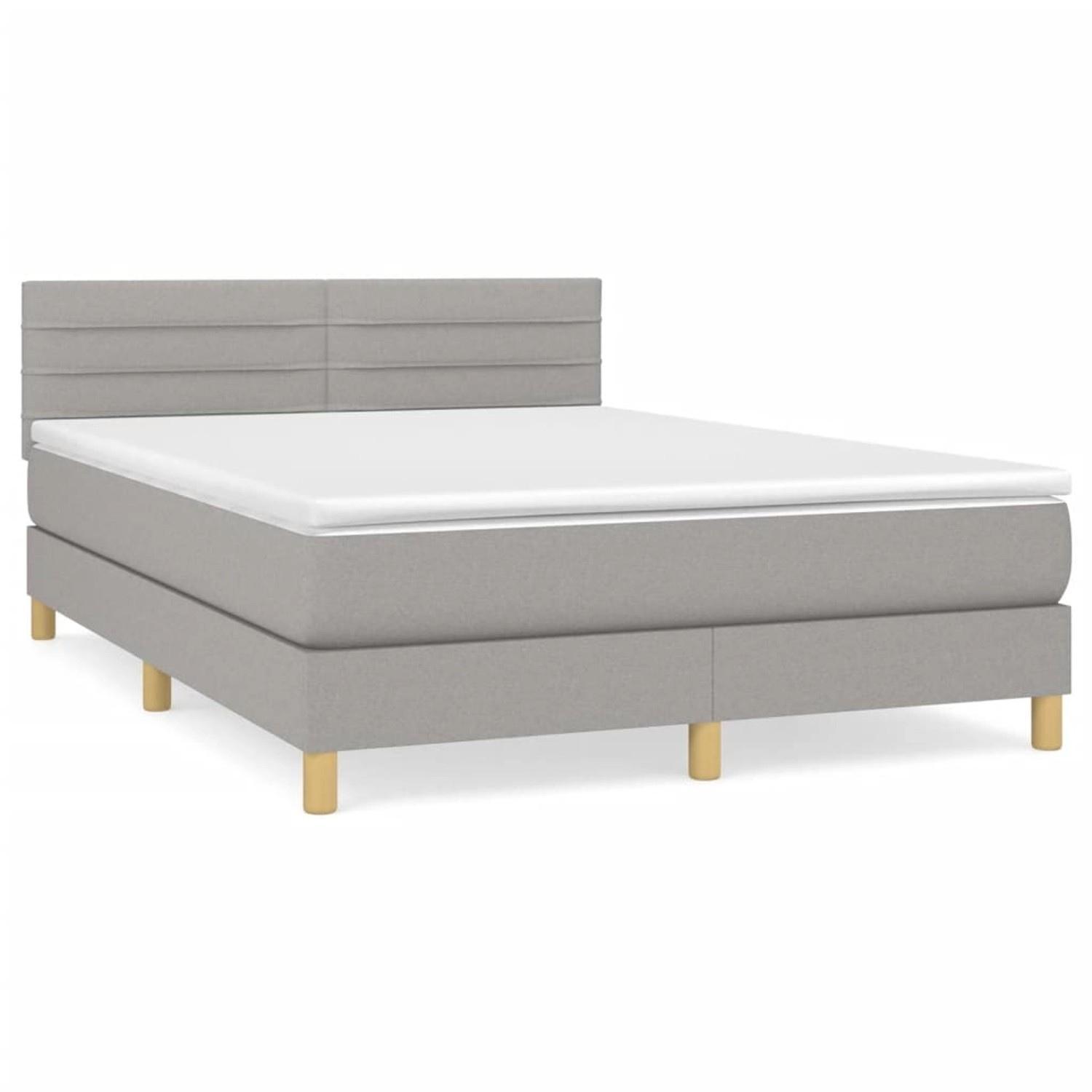 vidaXL Boxspringbett Boxspringbett mit Matratze Hellgrau 140x200 cm Stoff B günstig online kaufen