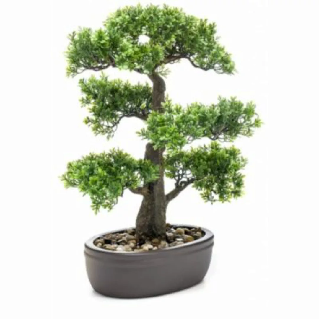 Emerald Künstliches Mini-Bonsai Ficus in Brauner Schale 43 cm Dekorationspf günstig online kaufen