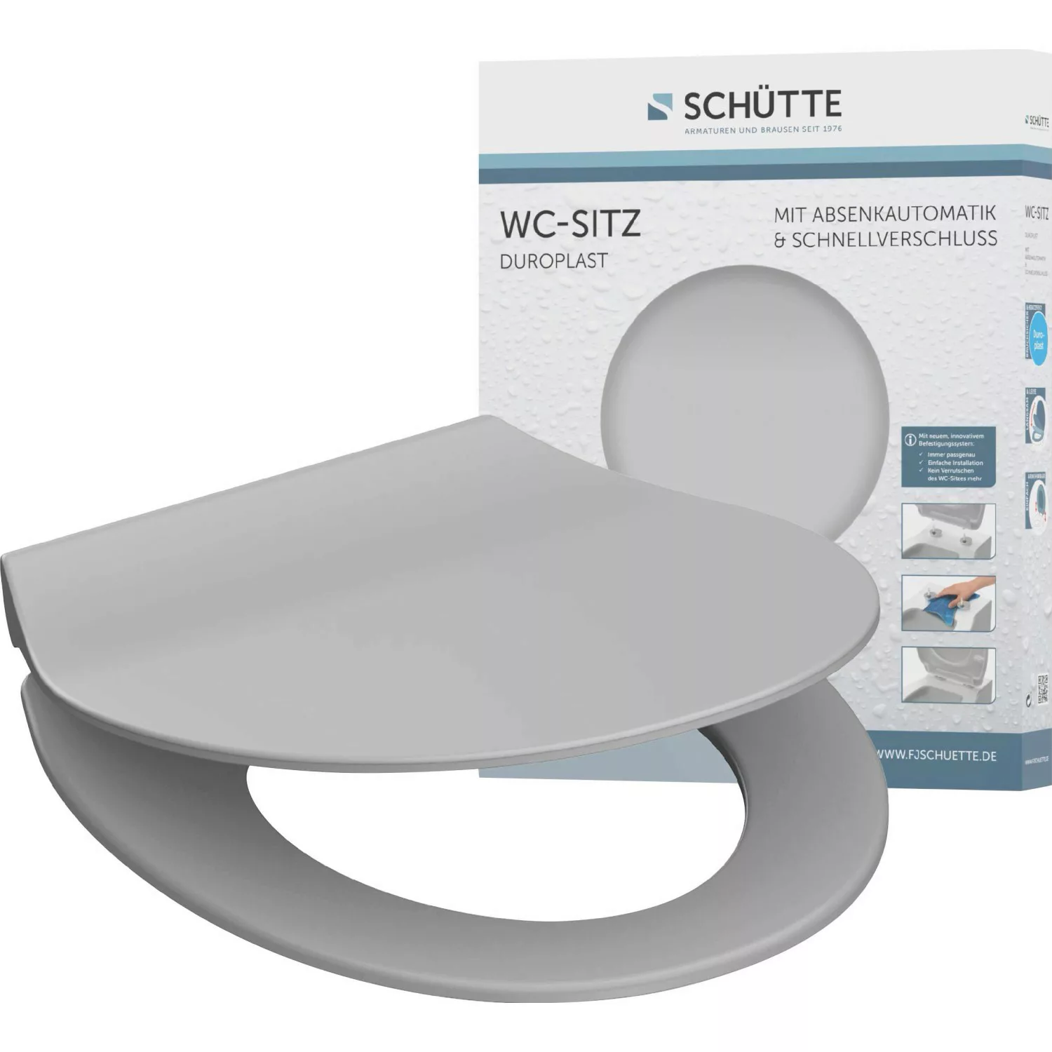 Schütte WC-Sitz Slim Grey Duroplast mit Absenkautomatik & Schnellverschluss günstig online kaufen