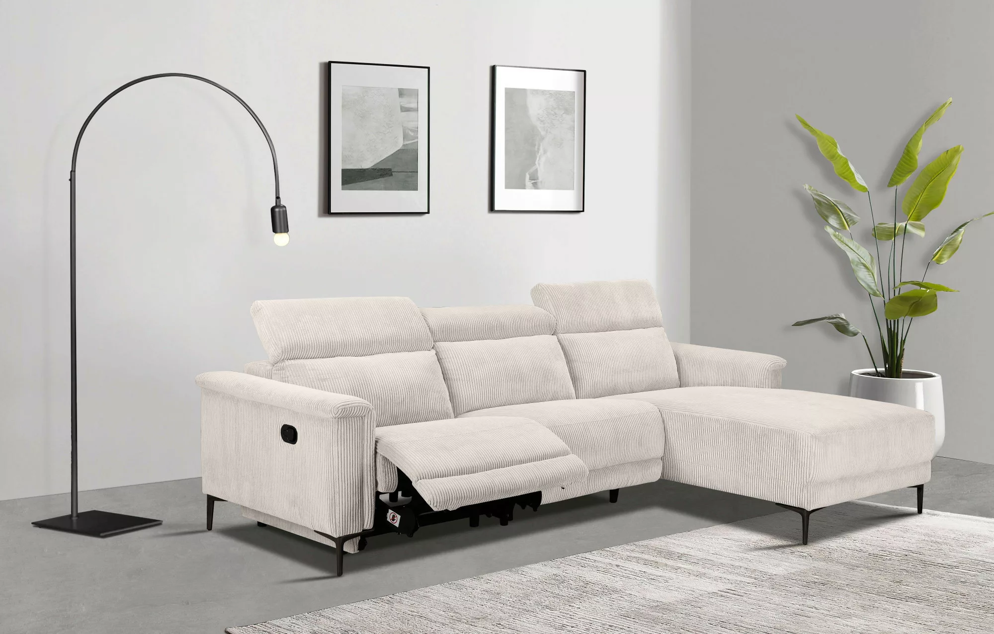 Places of Style Ecksofa "Lund in Cord, L-Form, 261 cm, mit manueller", o. e günstig online kaufen