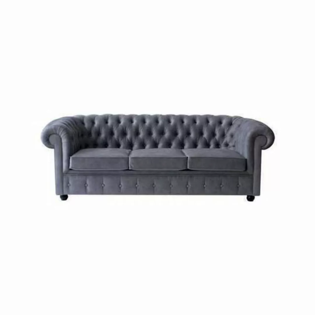 JVmoebel 3-Sitzer Chesterfield Grauer Dreisitzer Luxus Couch Designer Wohnz günstig online kaufen