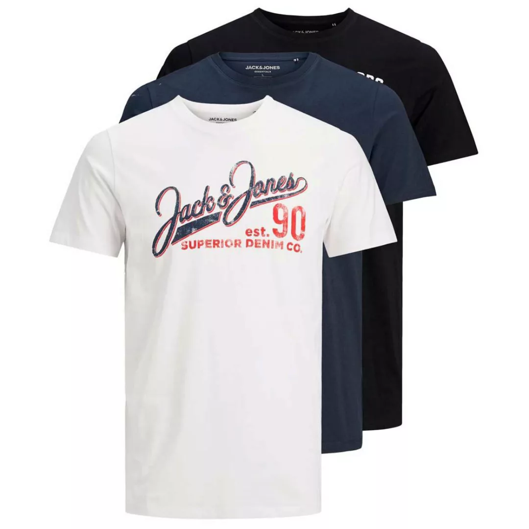 Jack & Jones Logo 2 Colors 3 Pack Kurzärmeliges T-shirt S Black / Pack 1 Bl günstig online kaufen