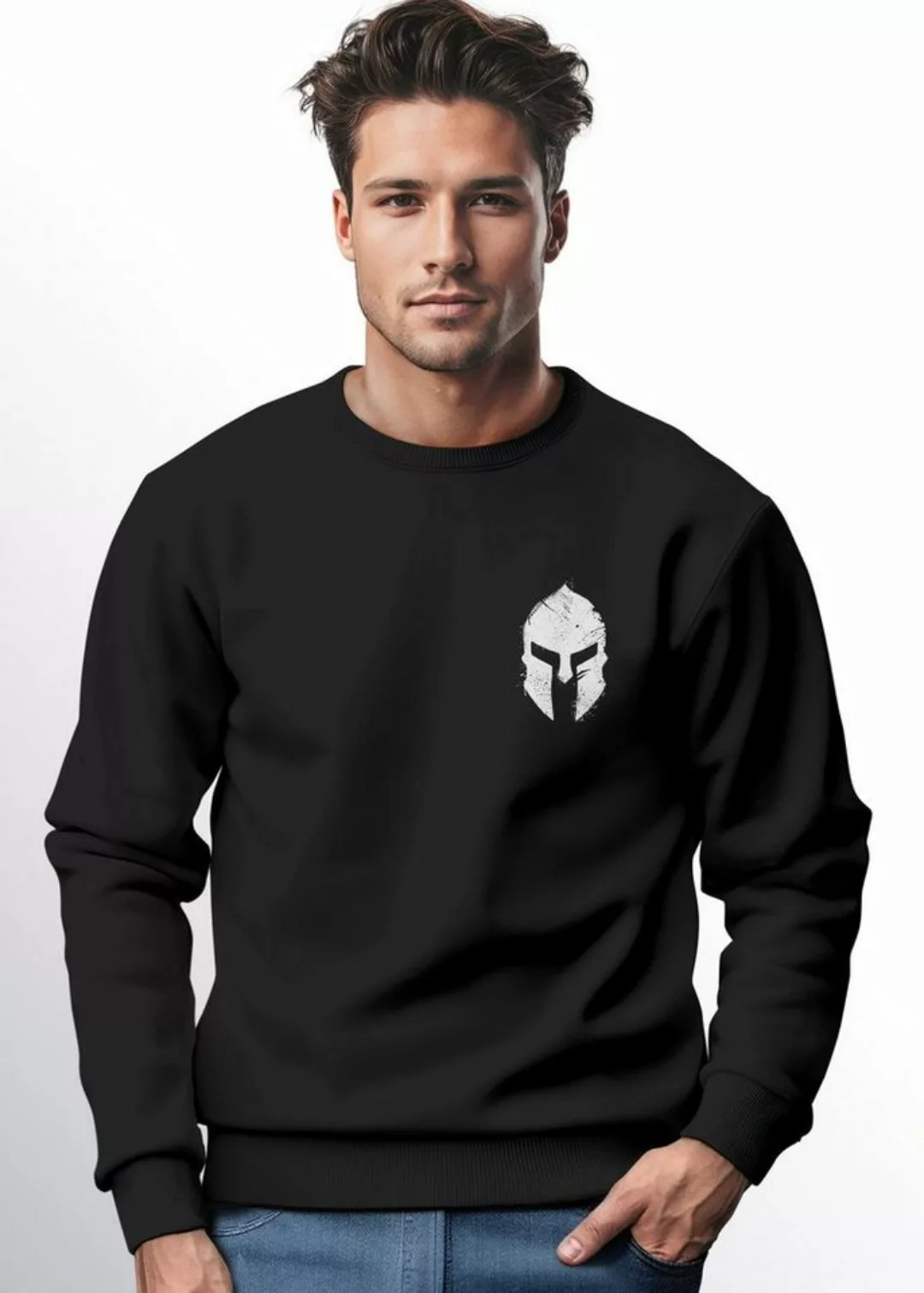 Neverless Sweatshirt Sweatshirt Herren Logo Print Sparta-Helm Spartaner Gla günstig online kaufen