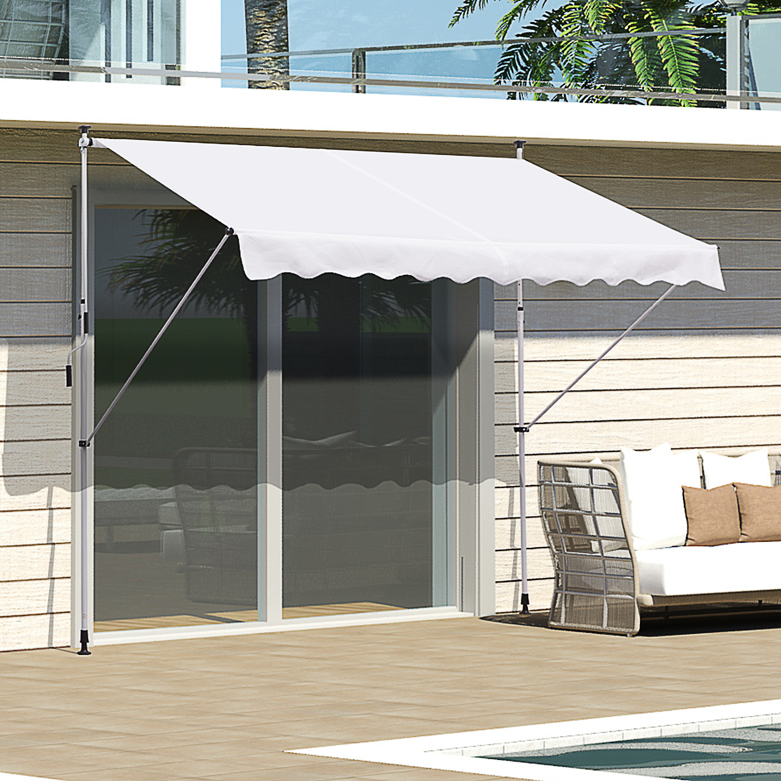 Outsunny Markise 3x1,5 m mit ausziehbarem Arm, Sonnenschirm-Markise im Frei günstig online kaufen