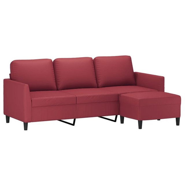 vidaXL Sofa 3-Sitzer-Sofa mit Hocker Weinrot 180 cm Kunstleder günstig online kaufen