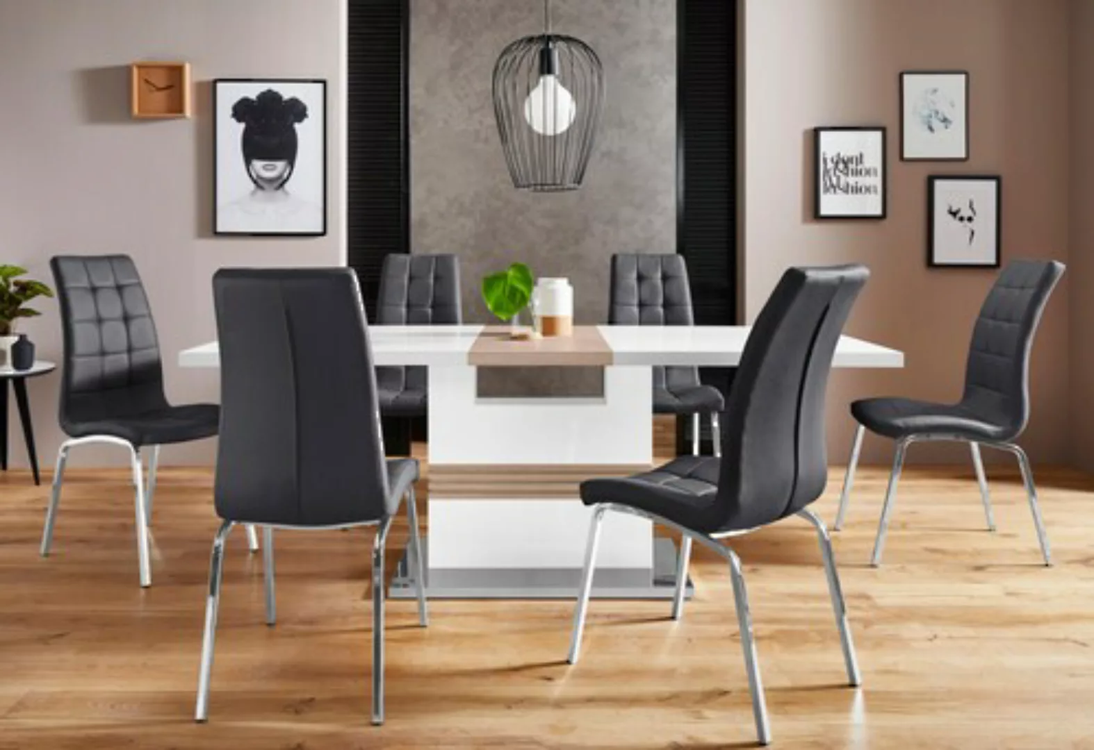 INOSIGN Essgruppe "Perez/Lila", (Set, 5 tlg.), mit 4 Stühlen, Tisch auszieh günstig online kaufen
