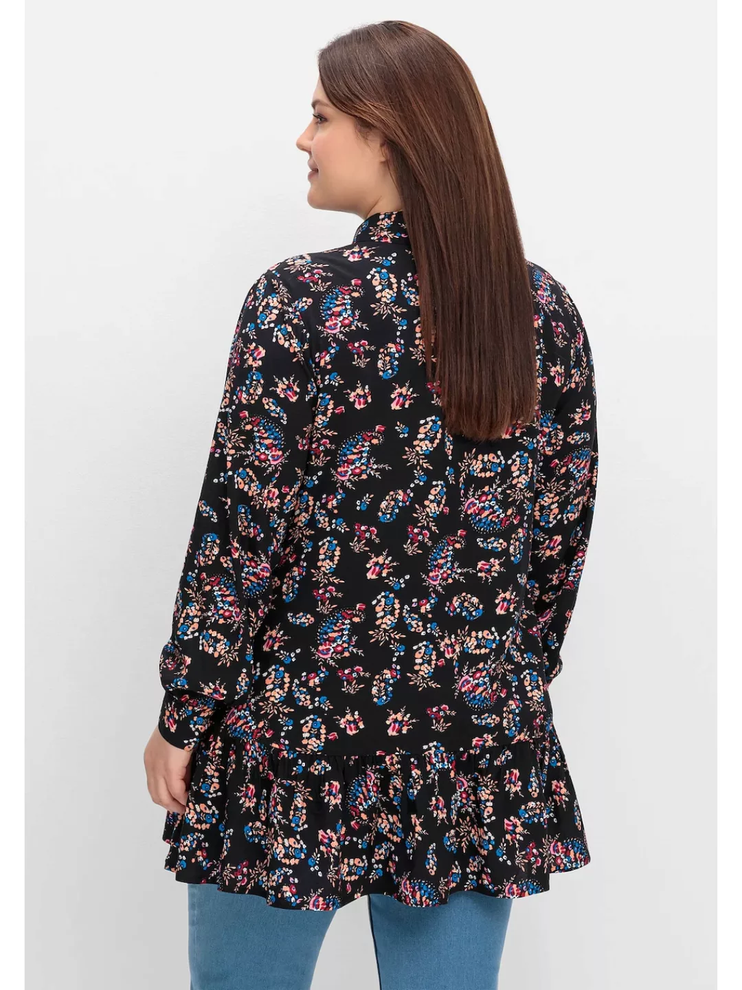 sheego by Joe Browns Langarmbluse "Große Größen", mit Blumenprint und Volan günstig online kaufen