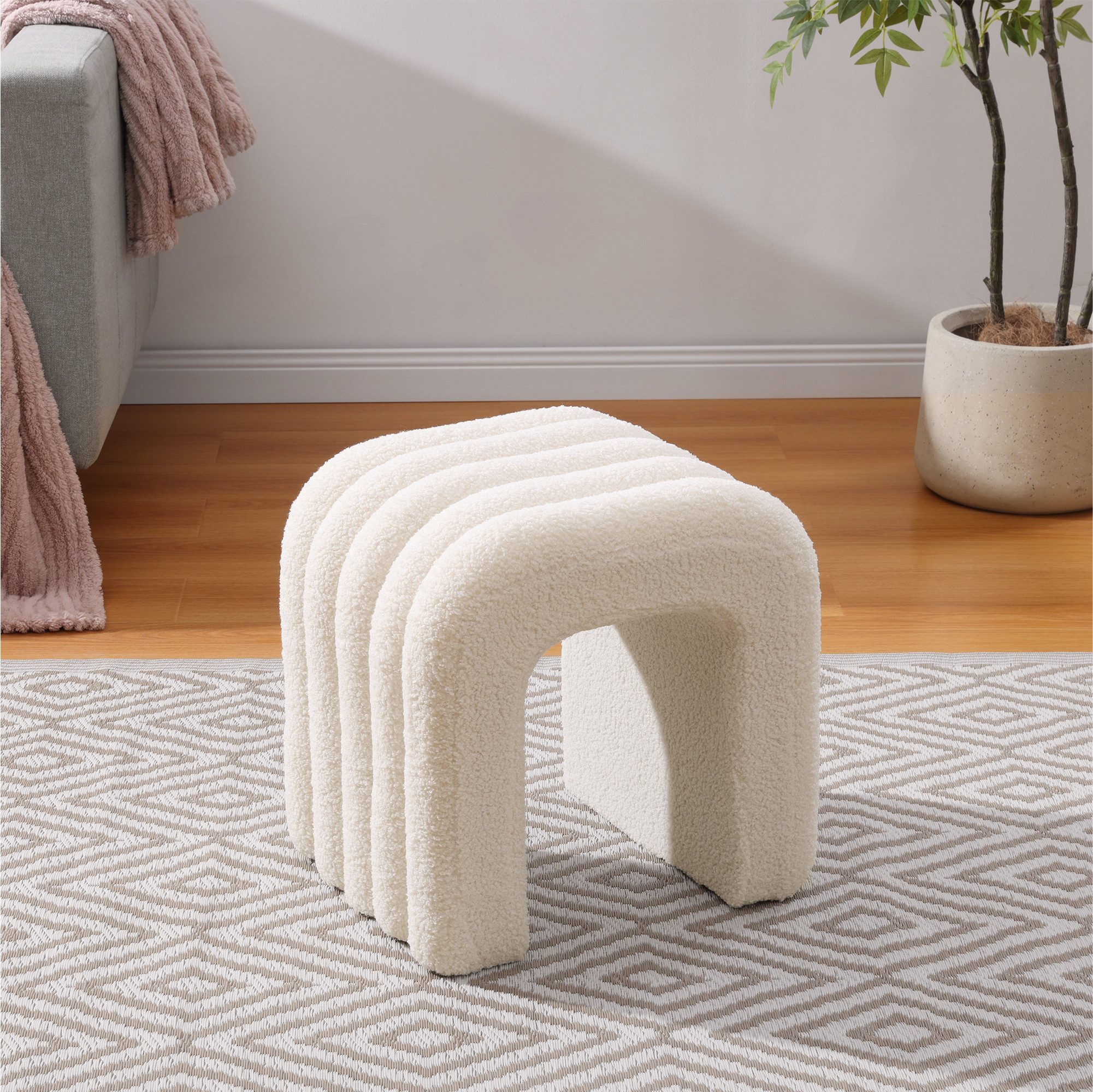 Navaris Sitzhocker Boucle Ottoman - Sitzhocker günstig online kaufen