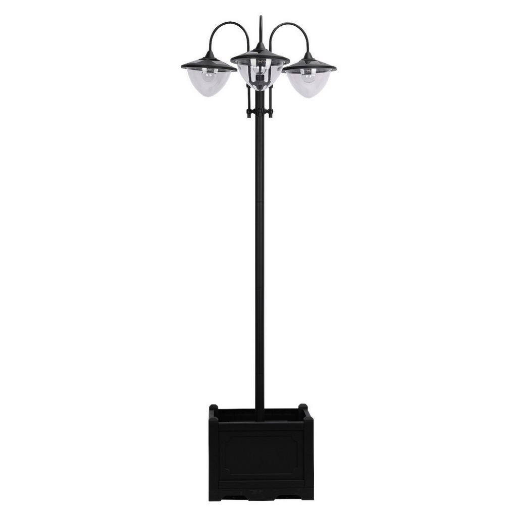 Solarlaterne mit Blumentopf schwarz Aluminium Edelstahl Polypropylen B/H/L: günstig online kaufen