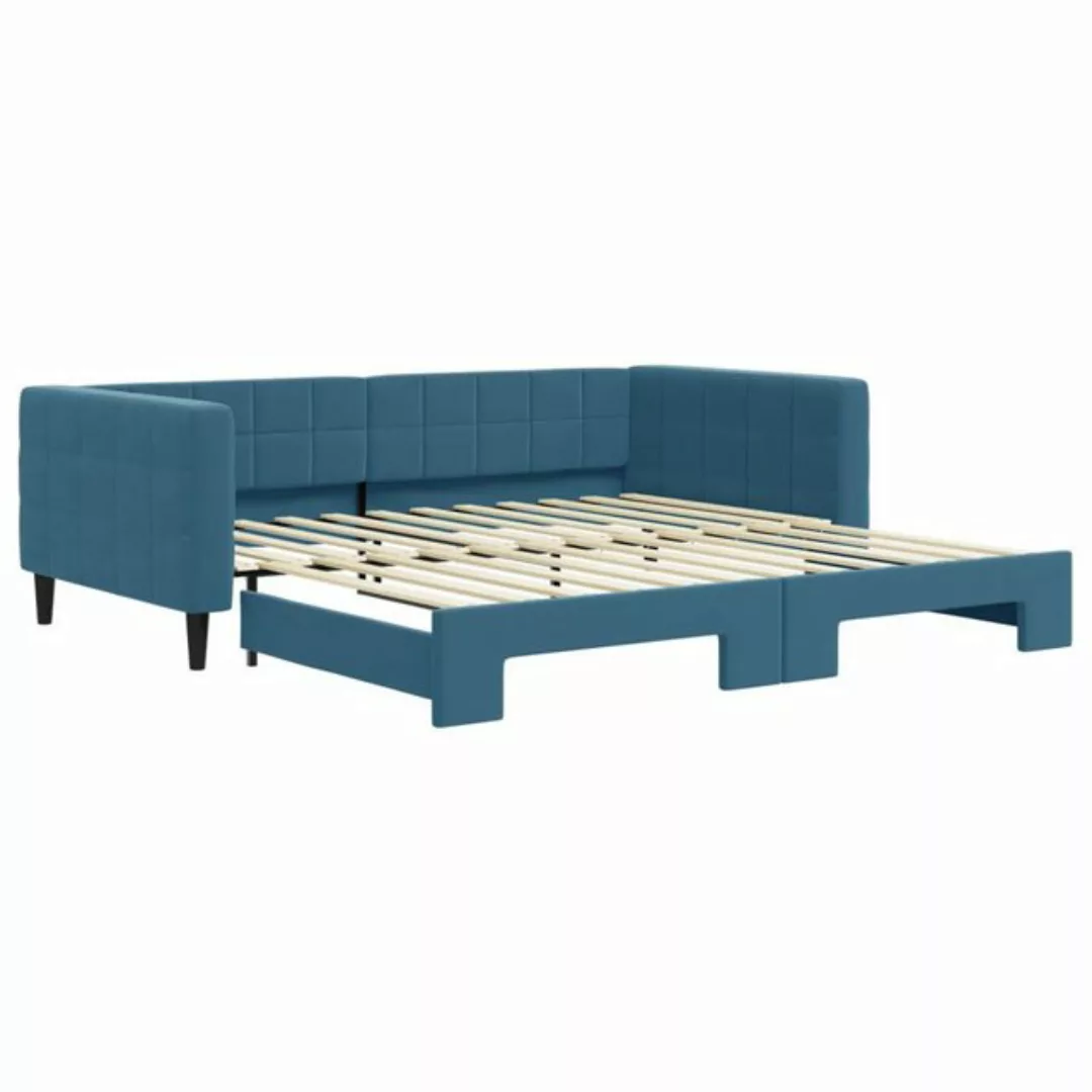 vidaXL Gästebett Gästebett Tagesbett Ausziehbar Blau 100x200 cm Samt Bett B günstig online kaufen