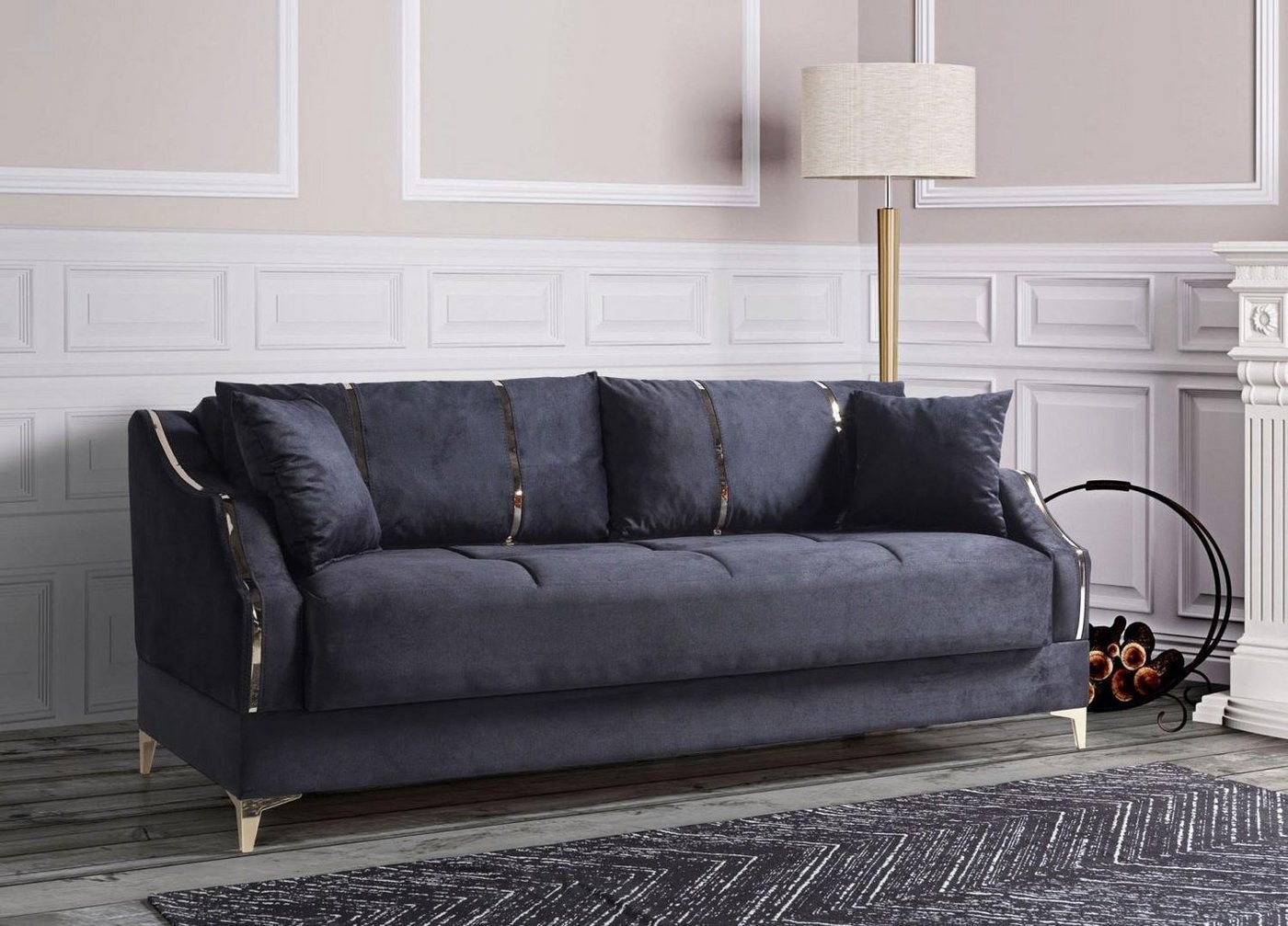 JVmoebel Sofa Luxus 3 Sitzer Sofa Wohnzimmer Möbel Elegant Sofa Textil Schw günstig online kaufen