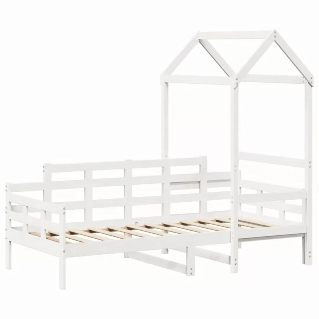 vidaXL Bett Tagesbett mit Dach Weiß 80x200 cm Massivholz Kiefer günstig online kaufen