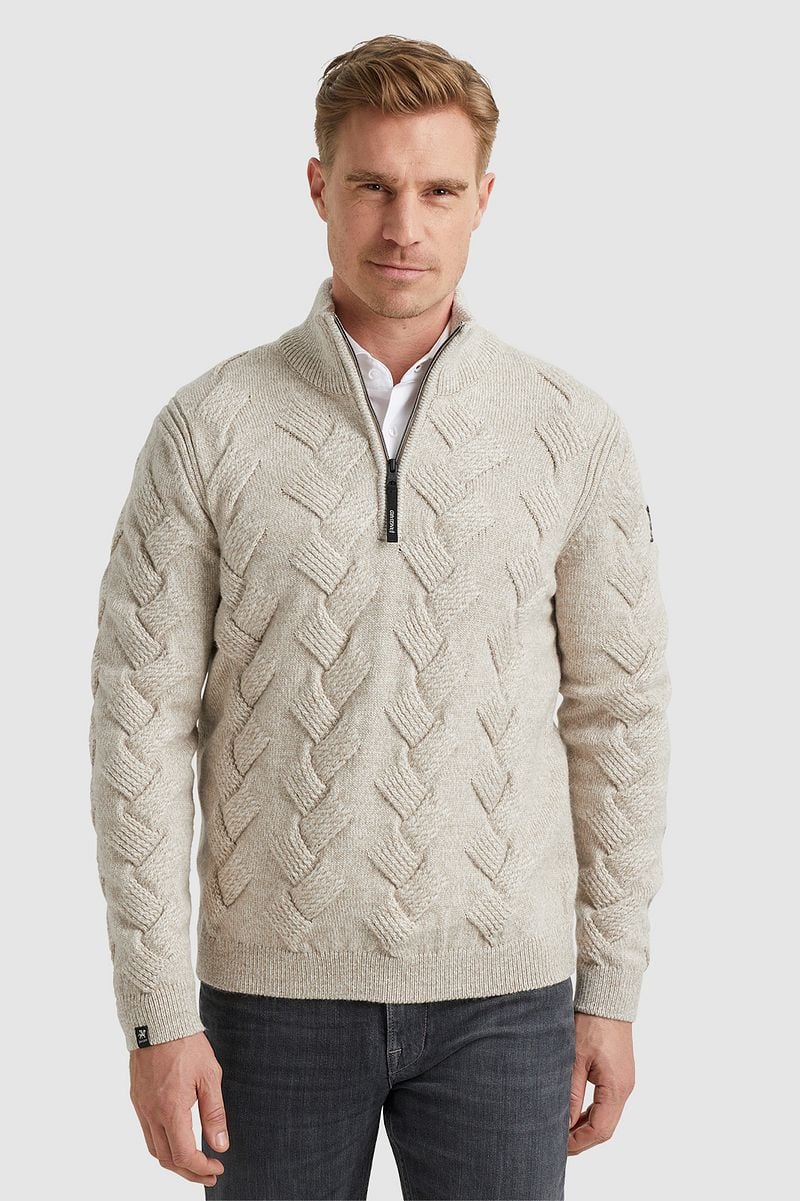 Vanguard Halfzip Pullover Struktur Wool Blend Ecru - Größe 3XL günstig online kaufen