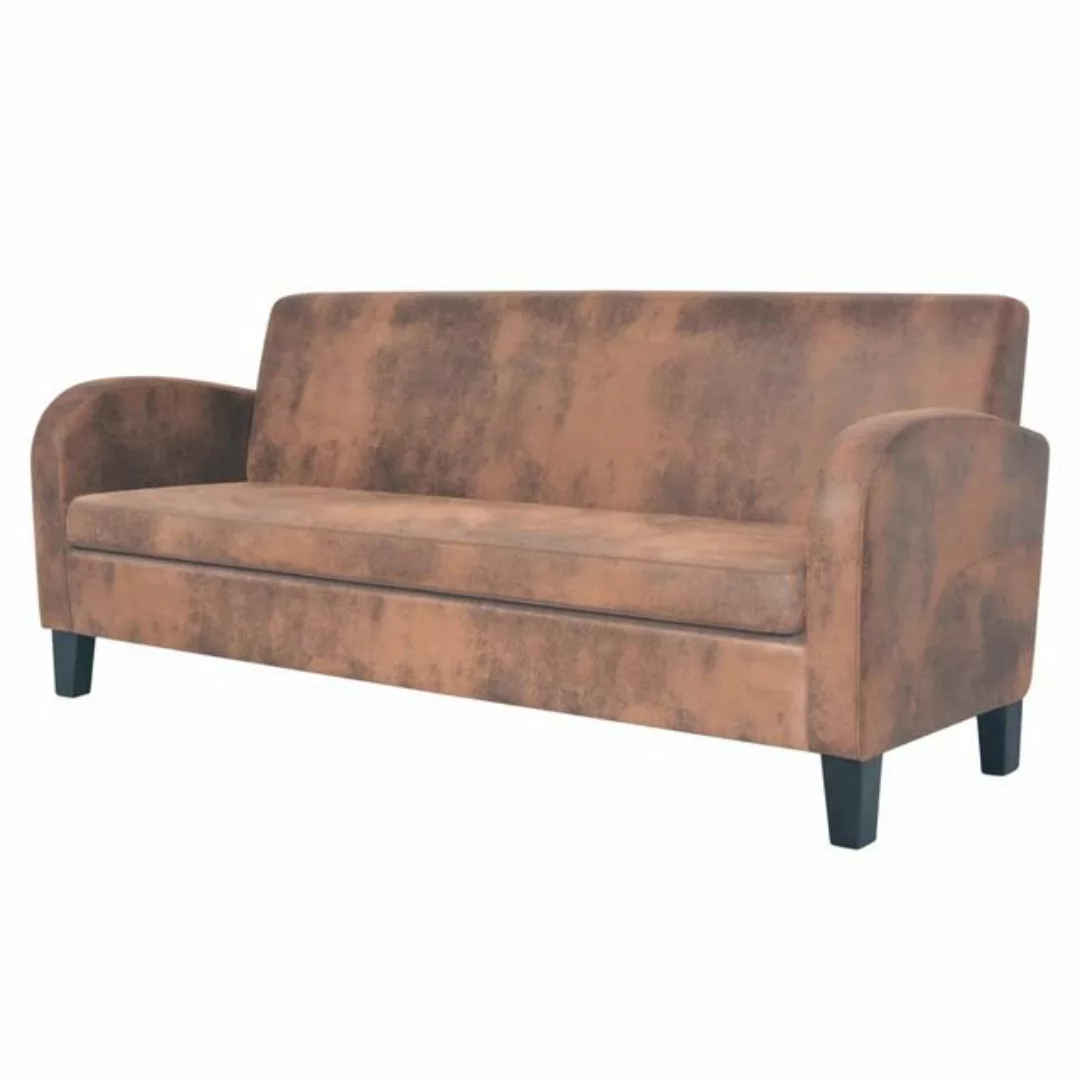 vidaXL Sofa 3-Sitzer Sofa Kunstleder Wildleder-Optik Braun günstig online kaufen