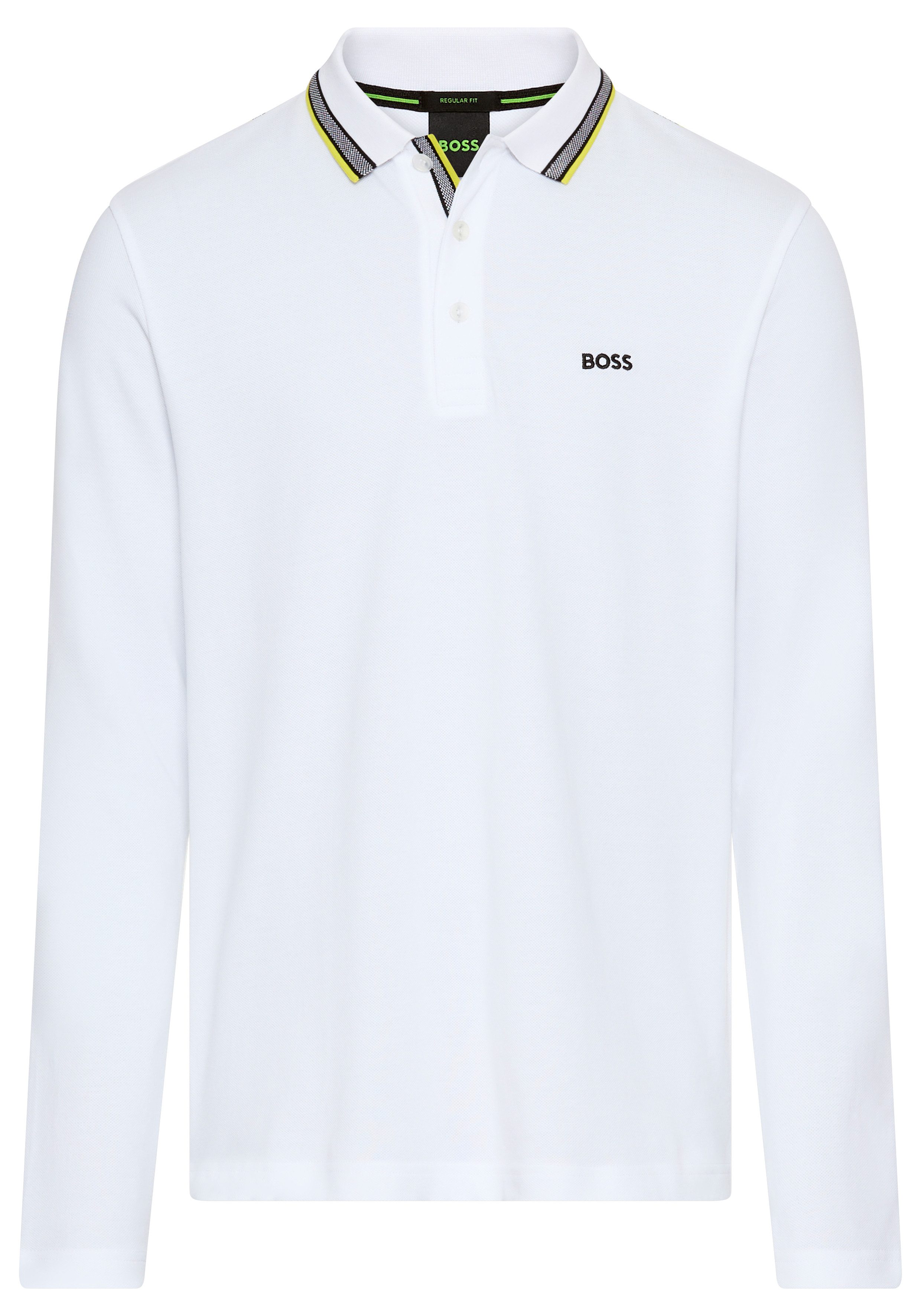 BOSS GREEN Langarm-Poloshirt "Plisy", mit Streifen am Kragen günstig online kaufen